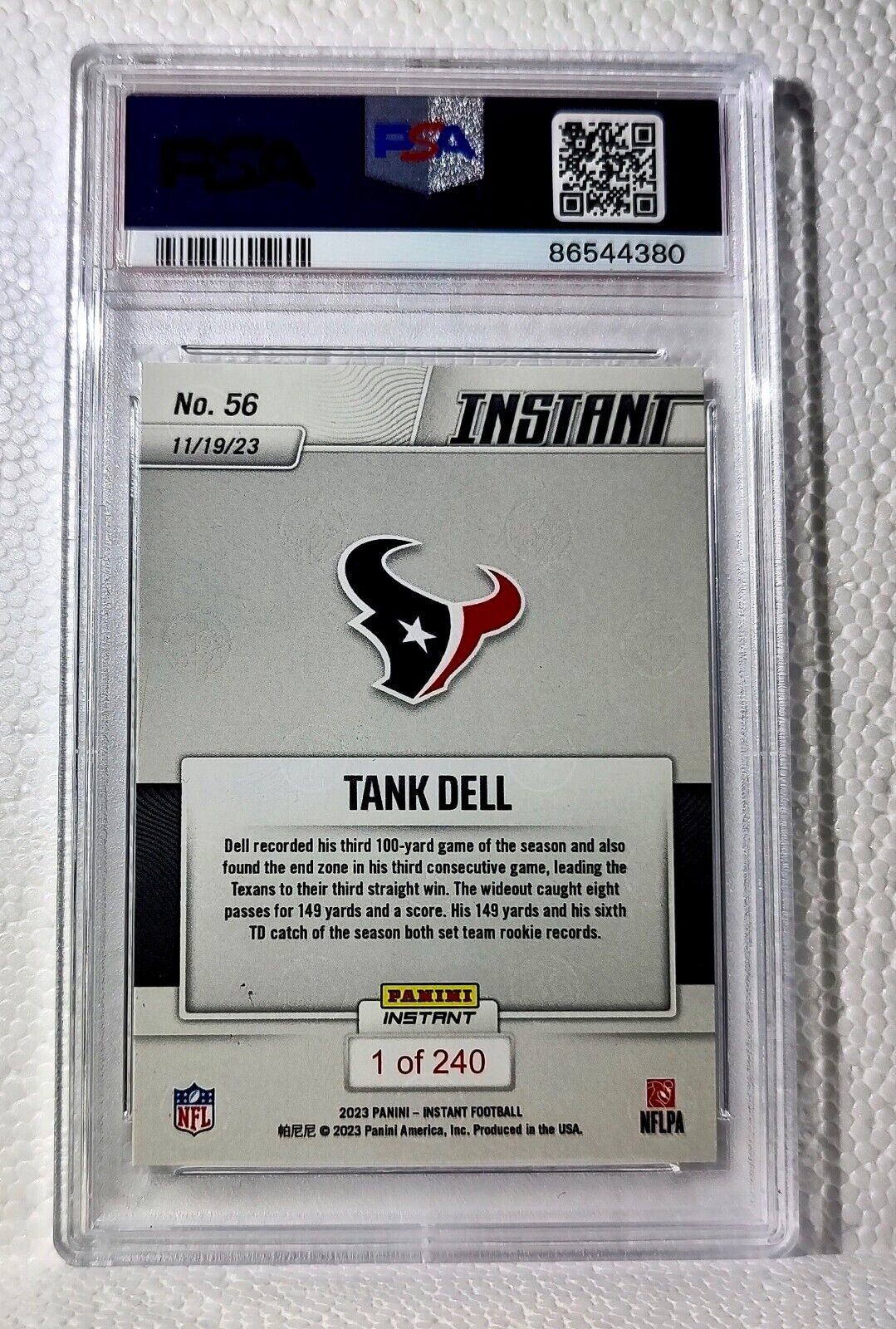 Tank Dell 2023 Panini NFL Rookie Football #56 Card 1 of 240 Texans PSA 9 Mint