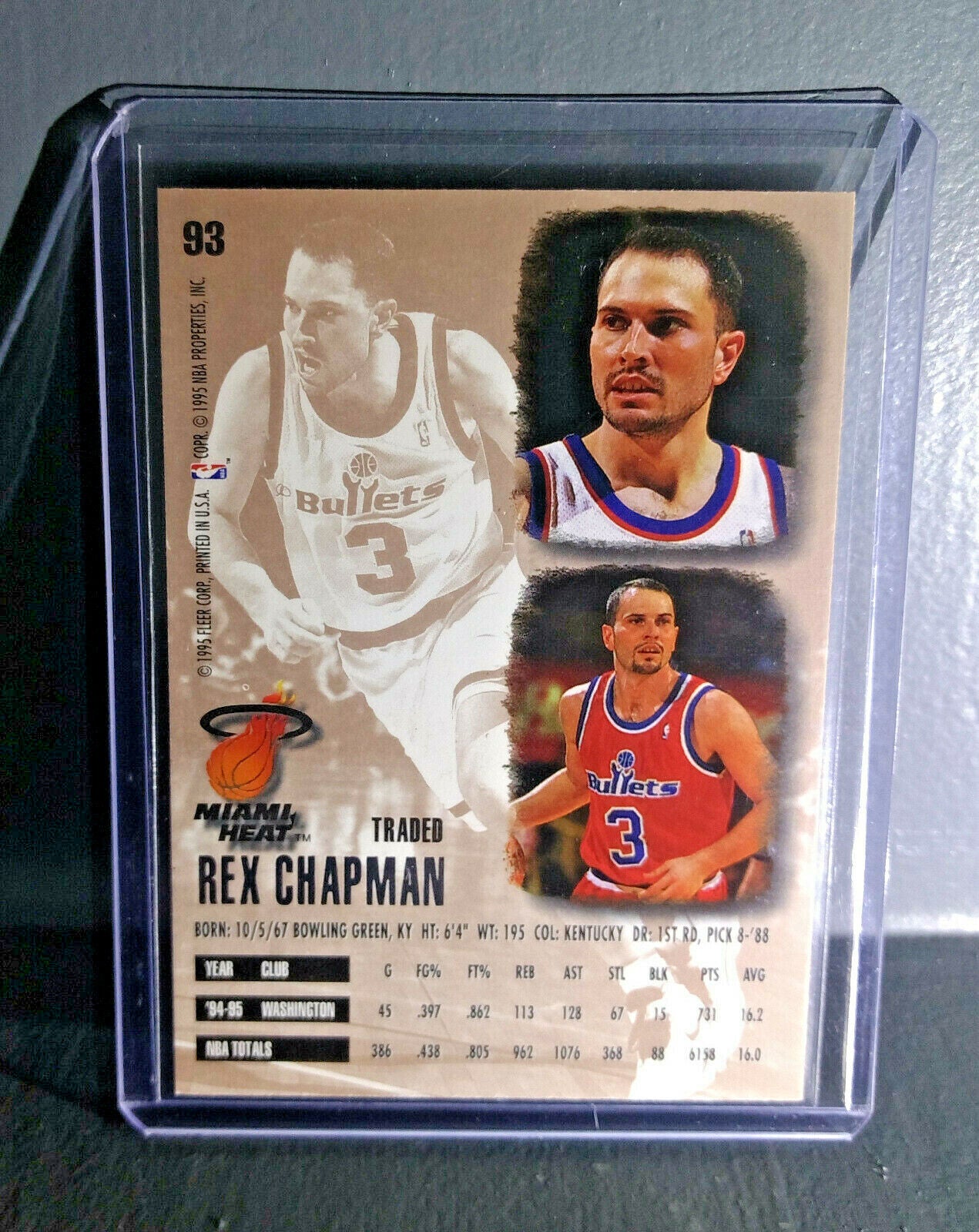 1995-96 Rex Chapman Fleer Ultra #93 Basketball Card