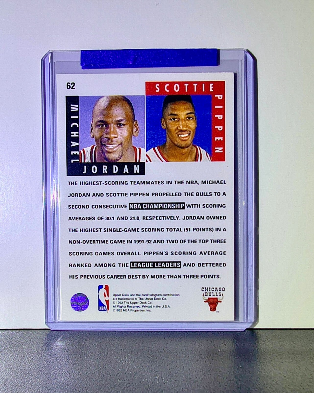 Michael Jordan Scottie Pippen 1992-93 Upper Deck Scoring Threats #62 Card Bulls