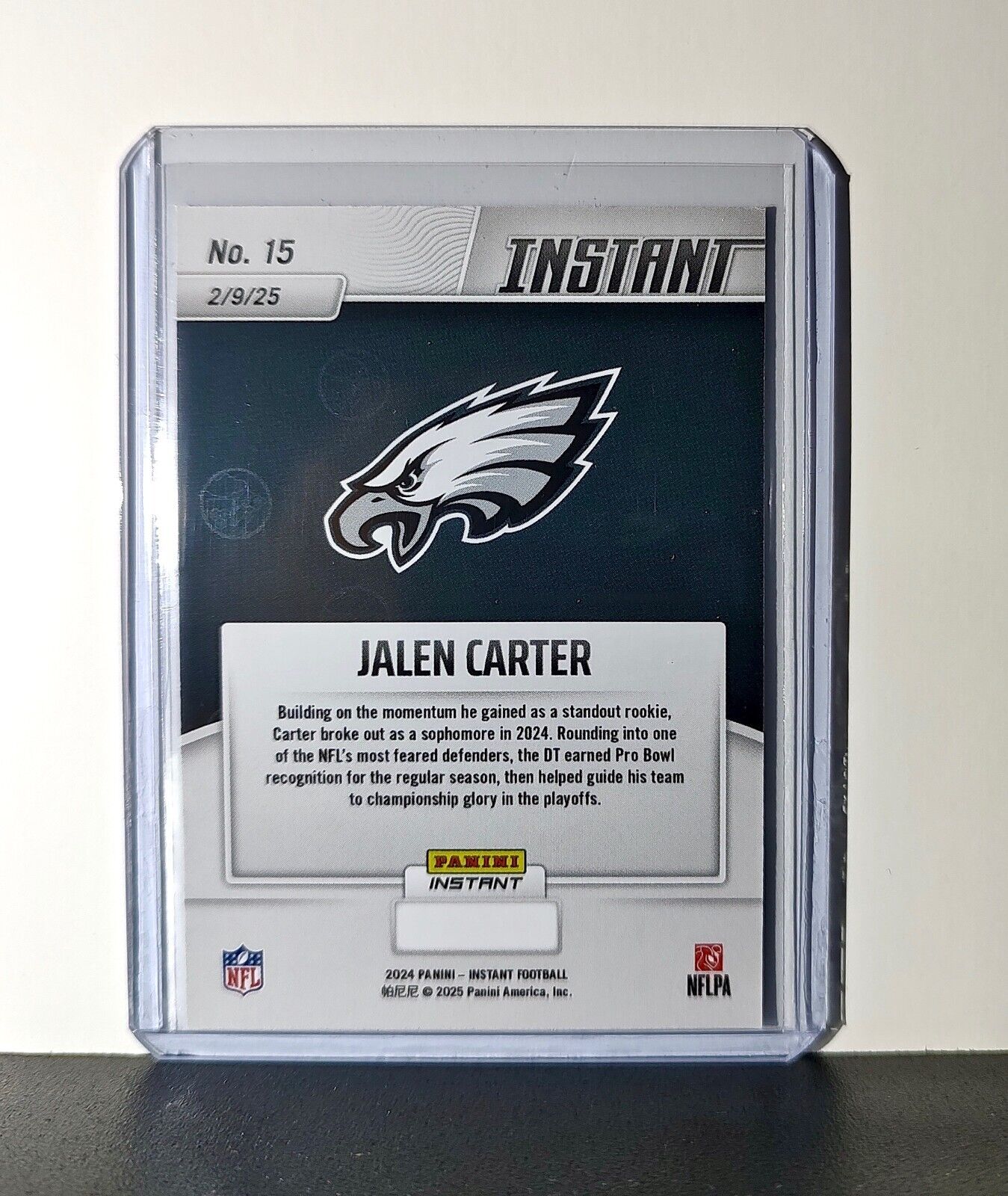 Jalen Carter 2024 Panini Super Bowl LIX Champions NFL #15 Football Card Eagles