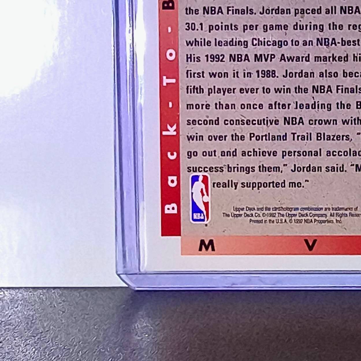 Michael Jordan 1992-93 Upper Deck Back to Back MVP Basketball Card Chicago Bulls
