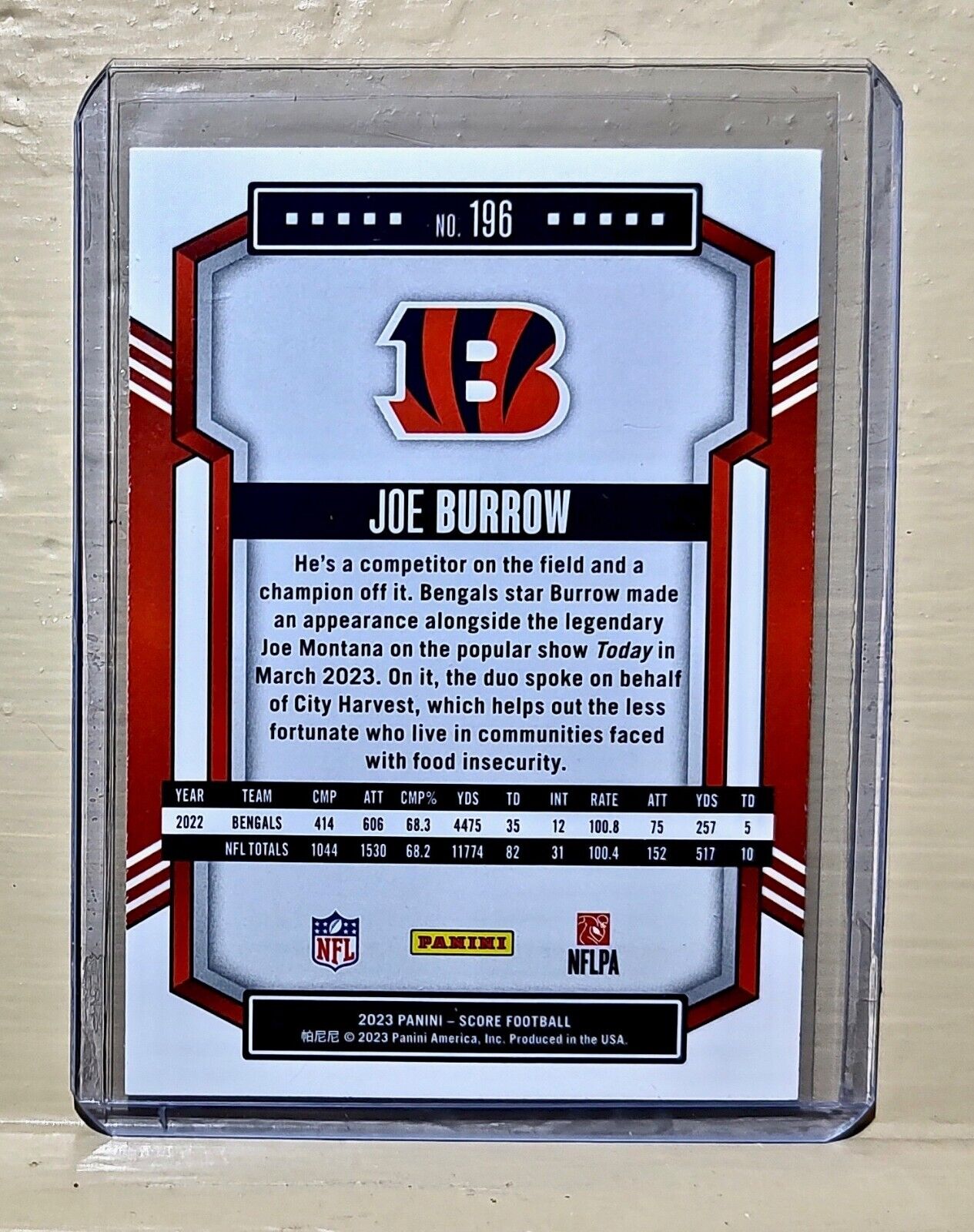 Joe Burrow 2023 Panini NFL #196 Score Football Card Cincinnati Bengals