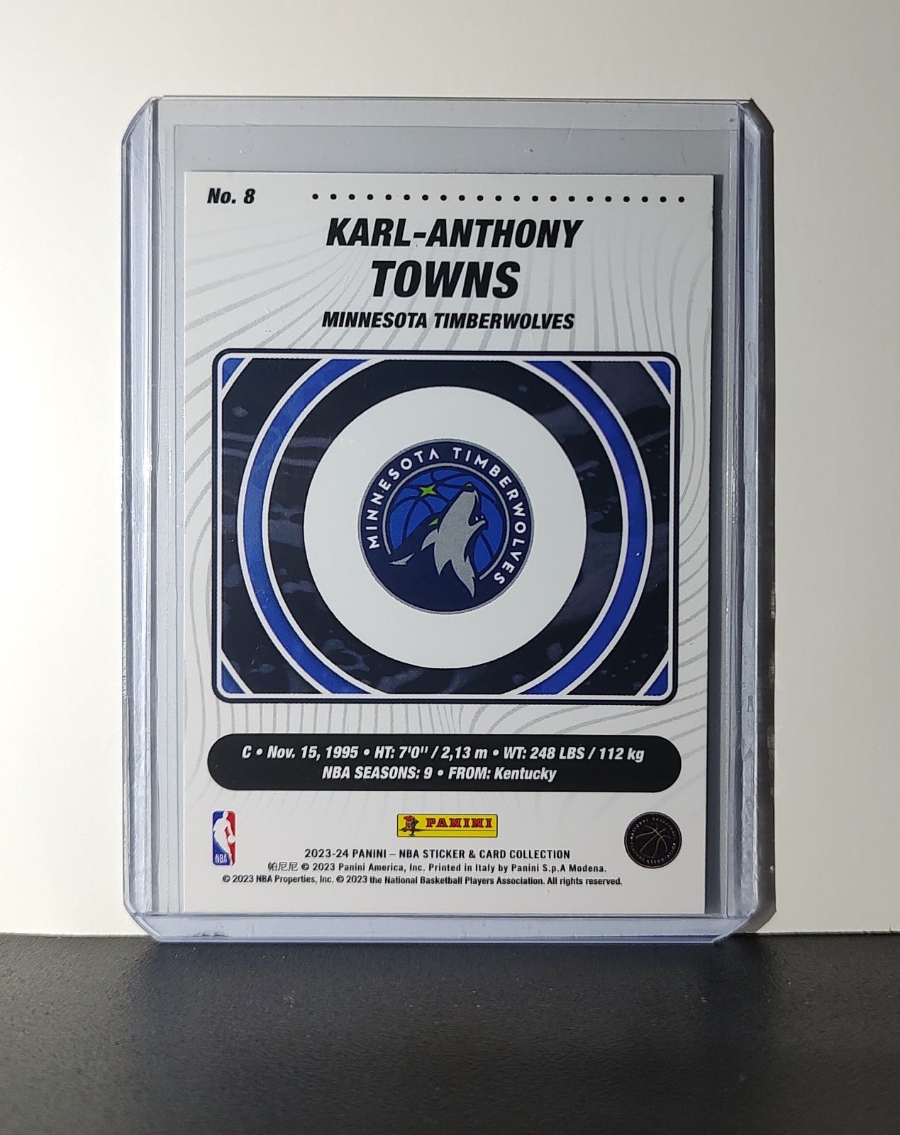 Karl-Anthony Towns 2023-24 Panini NBA Sticker Foil Card 8 Minnesota Timberwolves