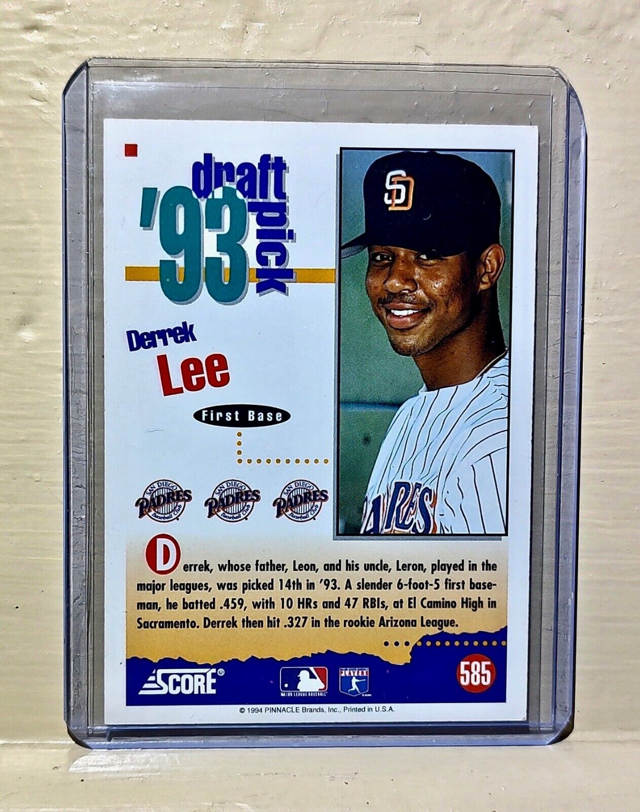 Derrek Lee 1993 Score Pinnacle MLB #585 Baseball Card San Diego Padres