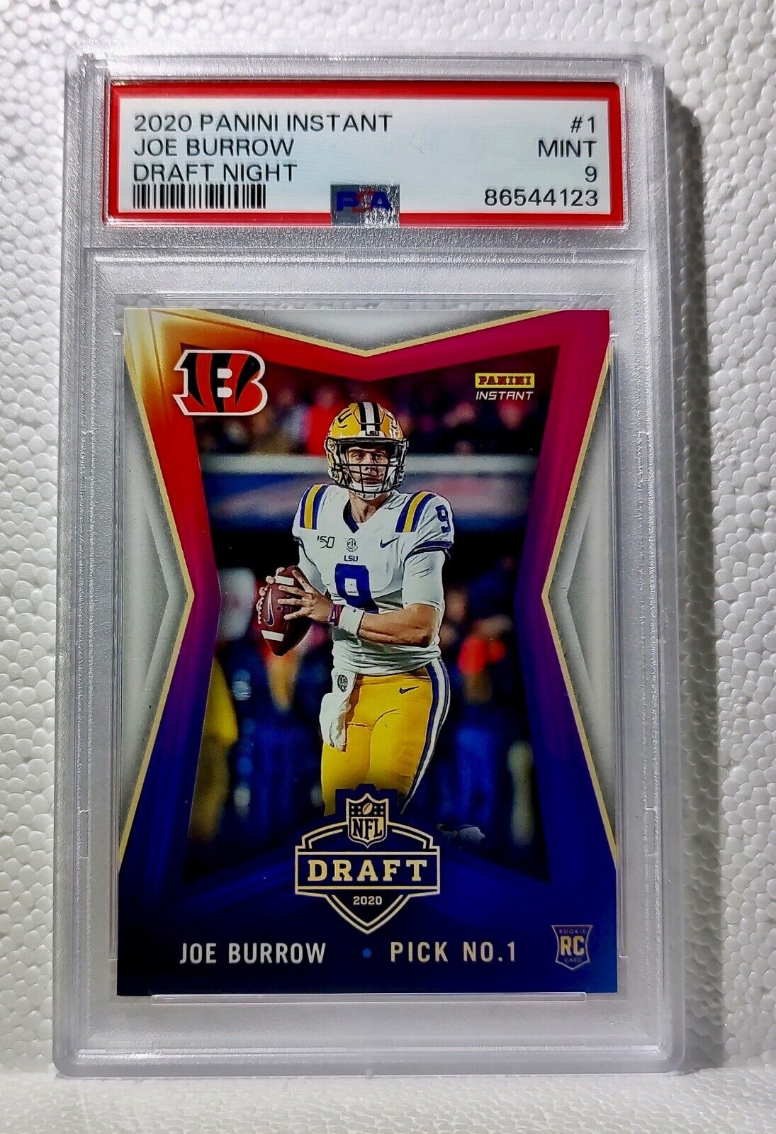 Joe Burrow 2020 Panini NFL Draft Night #1 Football Card 1 of 8156 PSA 9 MINT