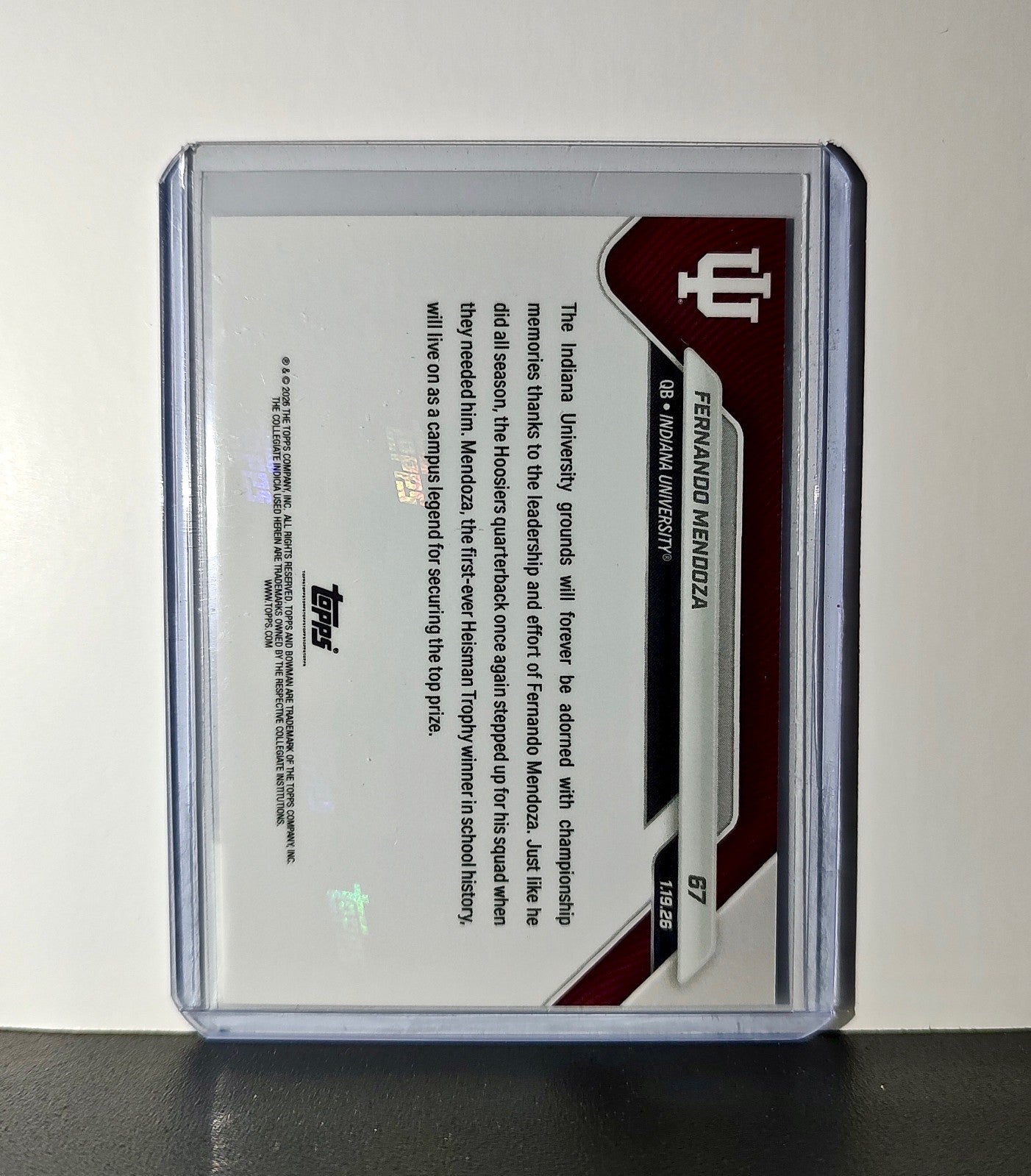 Fernando Mendoza Hoosiers National Champions 2025-26 Topps Bowman U Now #67 Card