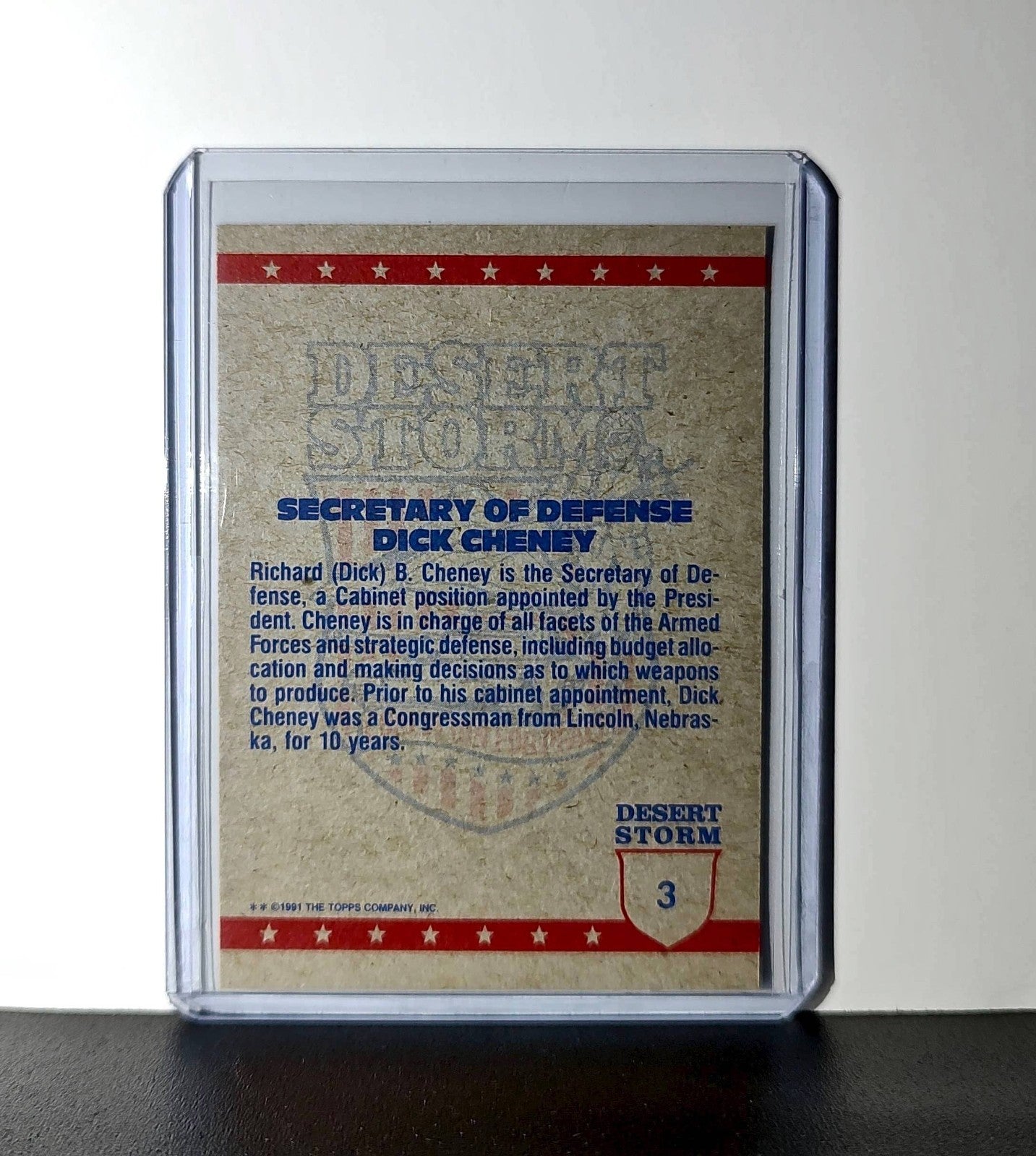 Dick Cheney 1991 Topps Desert Storm #3 Card