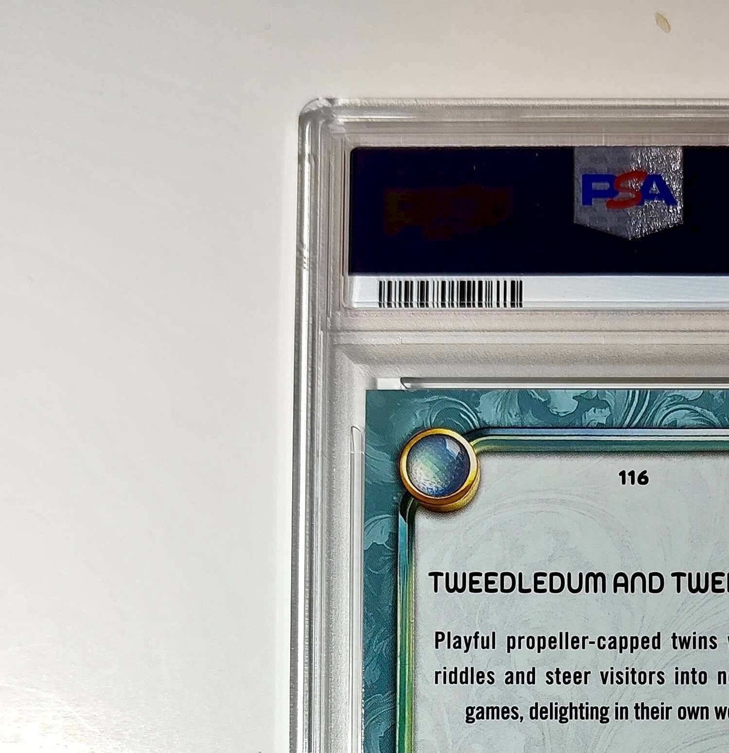 Tweedledum and Tweedledee 2025 Topps Disney #116 Diamond Card PSA 7