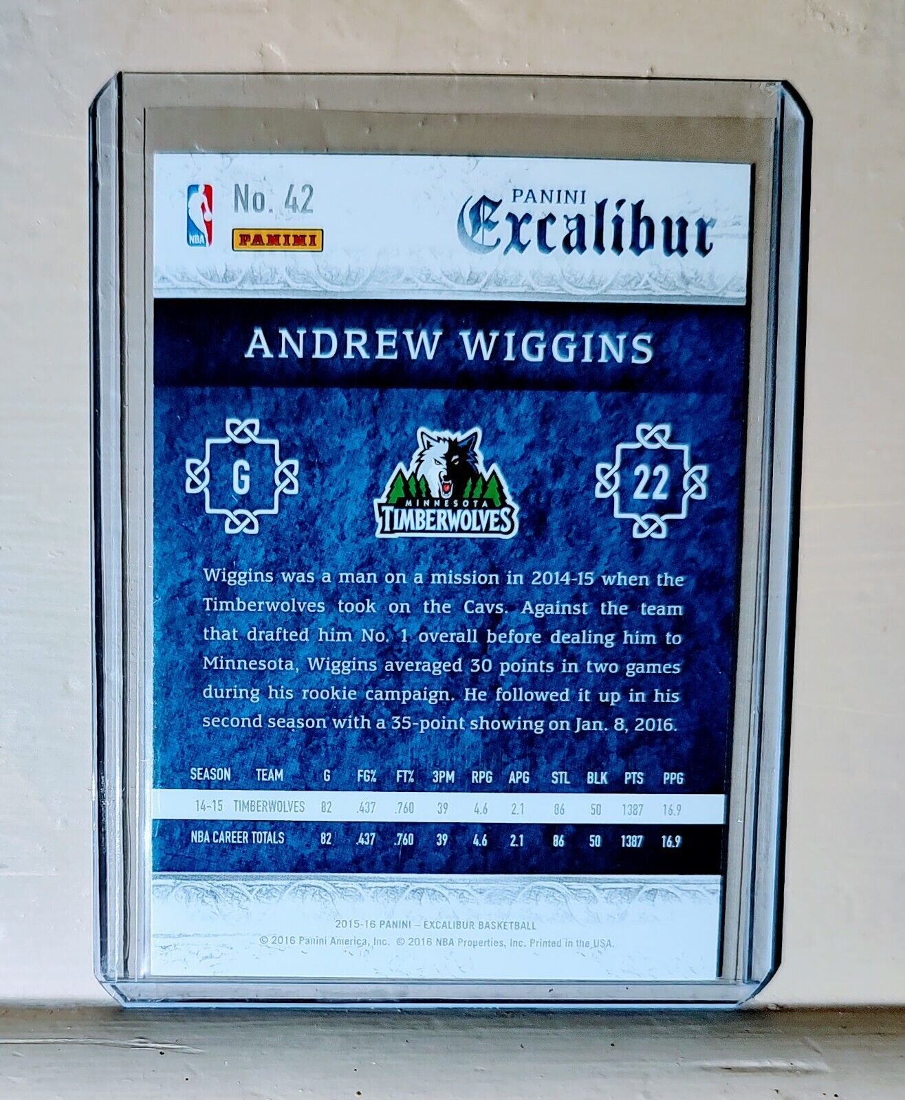 Andrew Wiggins 2015-16 Panini Excalibur Basketball NBA #42 Card