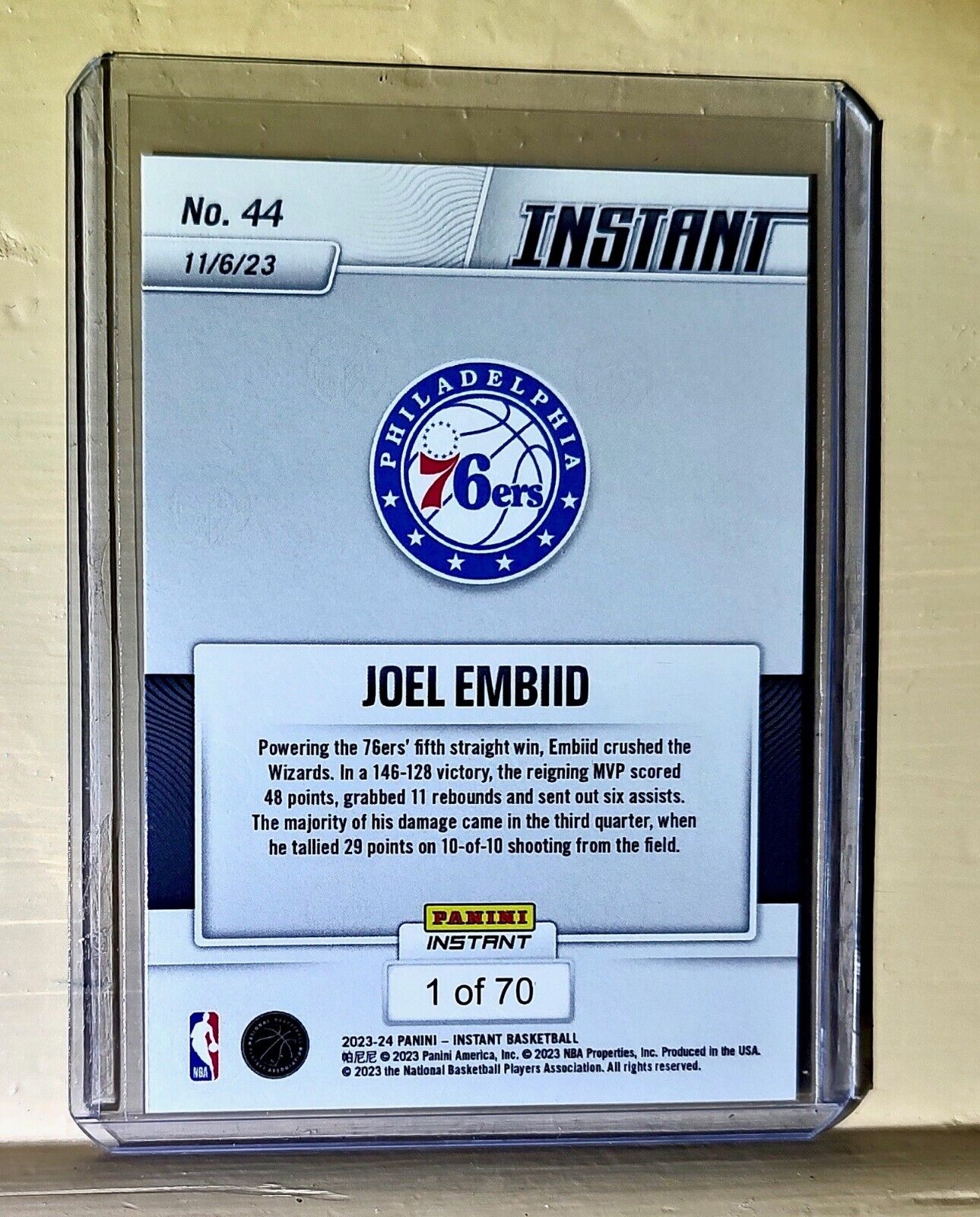 Joel Embiid 2023-24 Panini #44 NBA Basketball Card 76ers 1 of 70