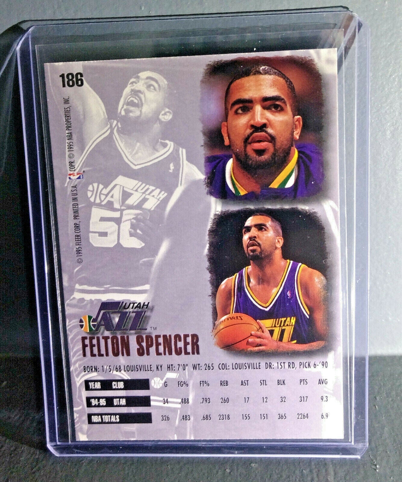 1995-96 Felton Spencer Fleer Ultra #186 Basketball Card