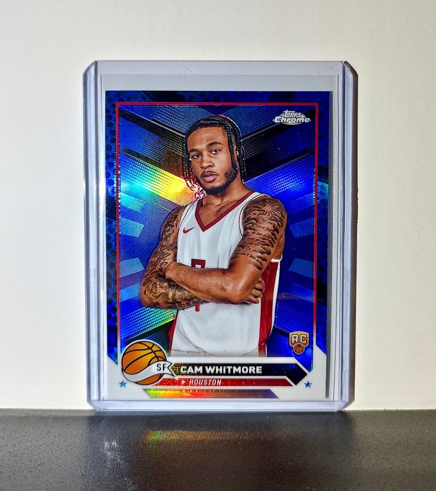 Cam Whitmore 2023-24 Topps Chrome NBA #133 Blue Refractor Rookie Card Rockets