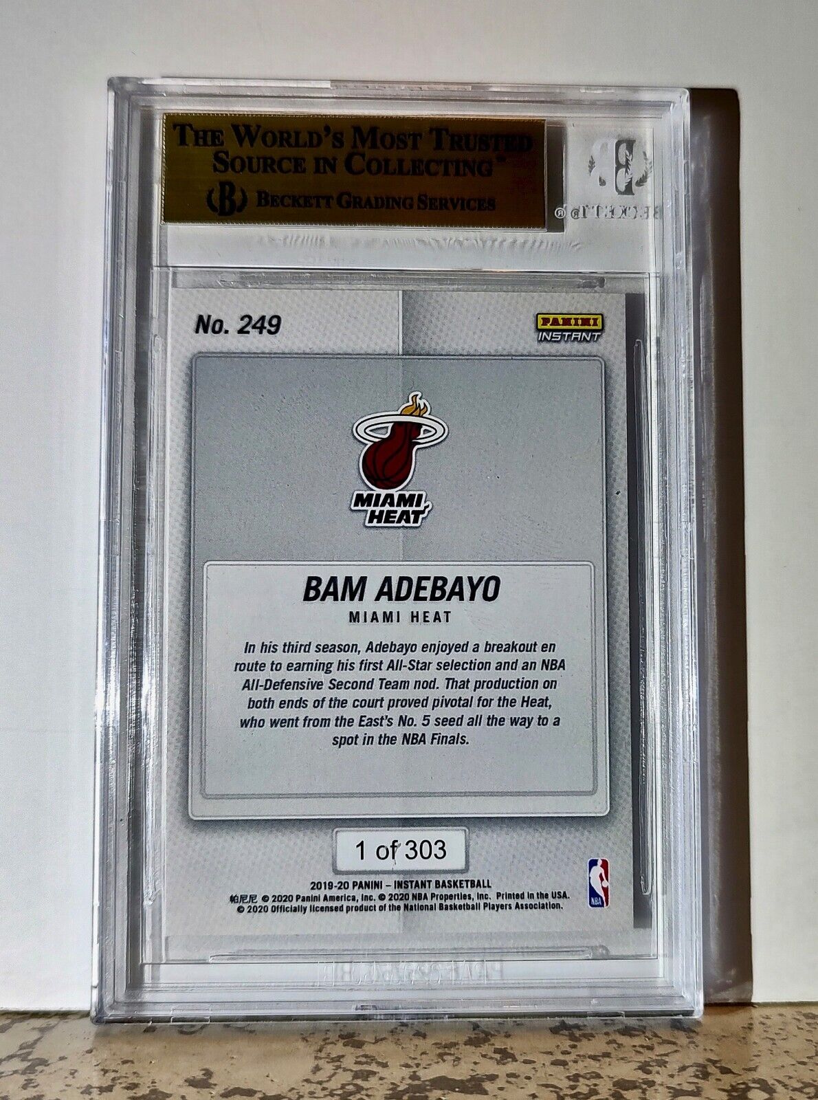 Bam Adebayo 2019-20 Panini NBA #249 Card 1 of 303 BGS 9.5 Gem Mint Miami Heat