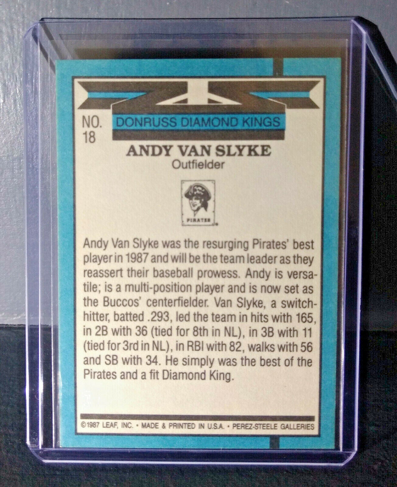 1988 Andy Van Slyke Donruss Diamond Kings #18 Baseball Card