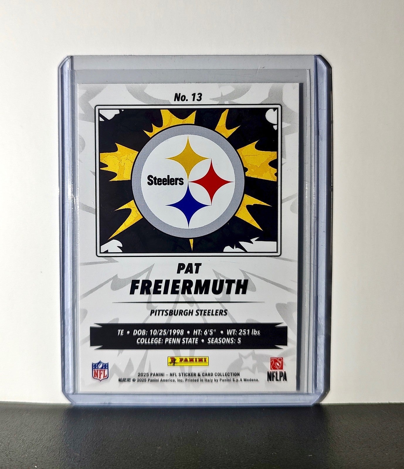Pat Freiermuth 2025 Panini NFL #13 Sticker Card Pittsburgh Steelers