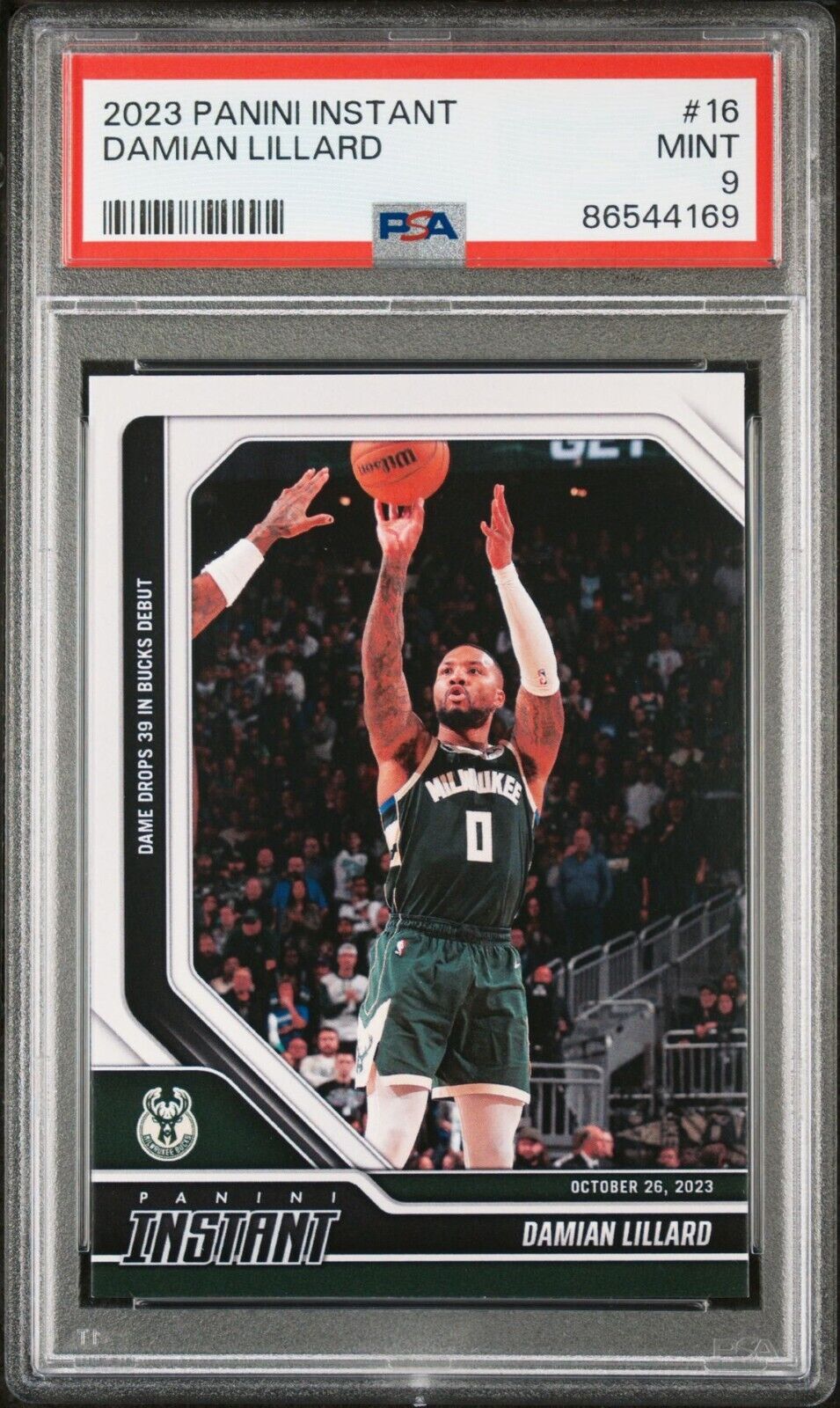 Damian Lillard 2023-24 Panini #16 Basketball NBA Card Bucks 1 of 264 PSA 9 Mint