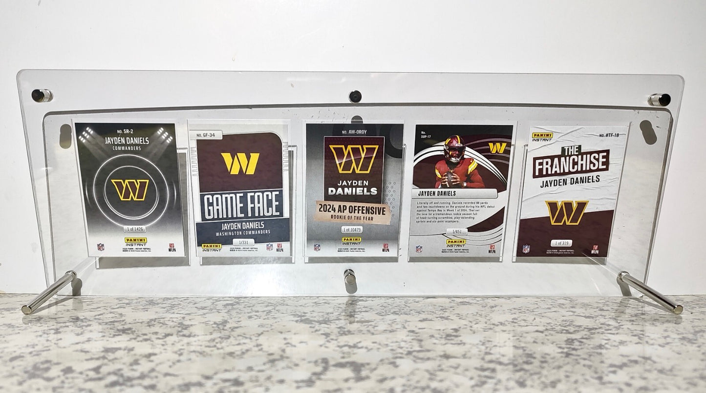 Jayden Daniels Rookie Panini NFL Football Cards Set of 5 with Acrylic Display
