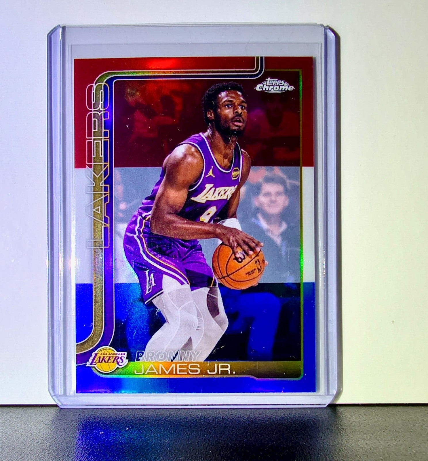 Bronny James Jr. 2025-26 NBA Topps Chrome Update Red White & Blue Refractor #103