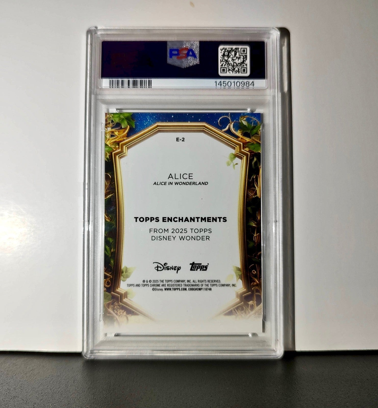 Alice 2025 Topps Enchantments Disney Wonder #E-2 Card Alice in Wonderland PSA 8