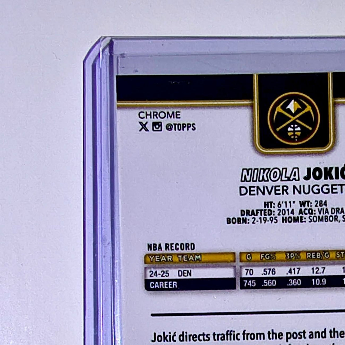 Nikola Jokić 2025-26 NBA Topps Chrome Update #12 Basketball Card Denver Nuggets