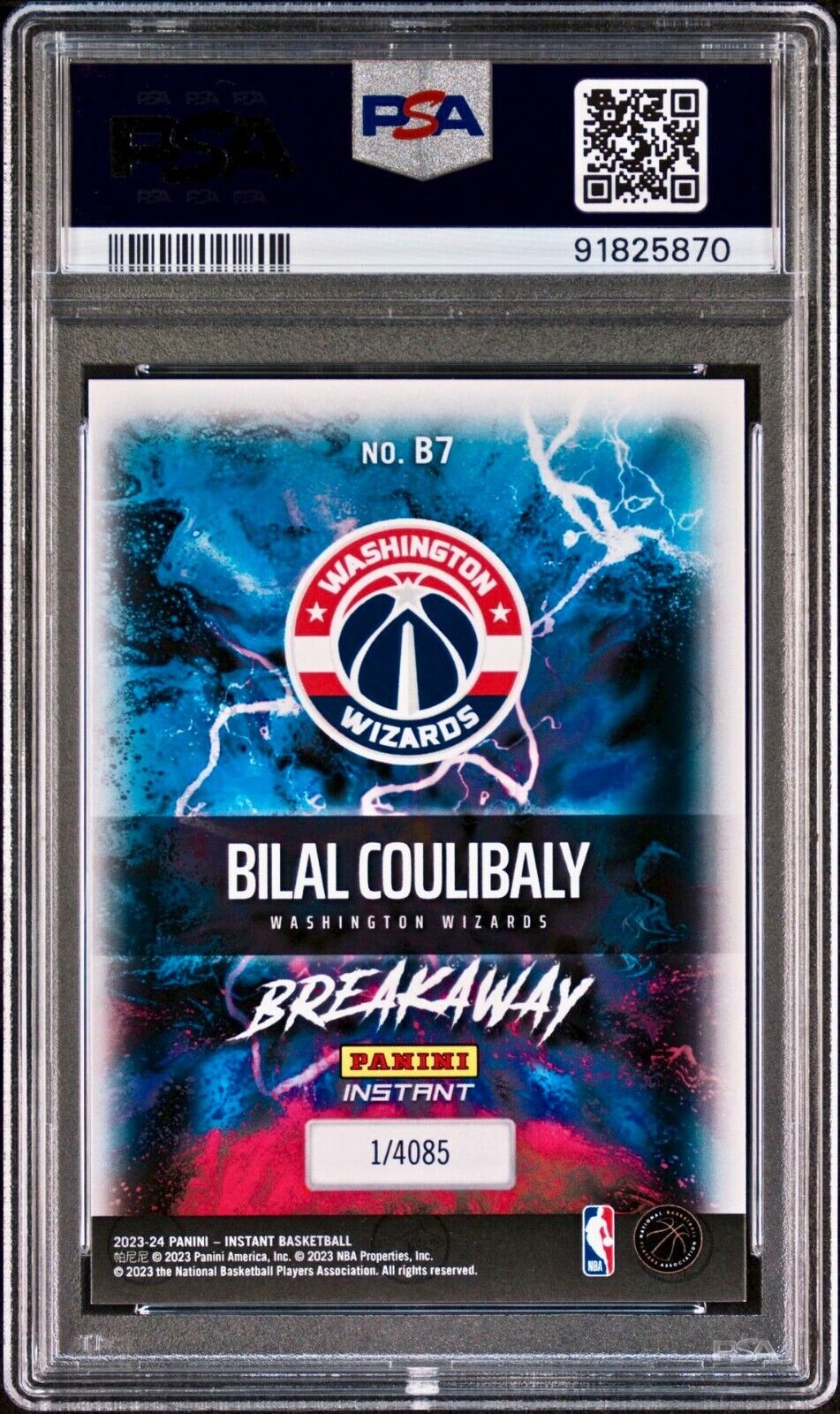 Bilal Coulibaly 2023-24 Panini NBA Breakaway #7 Rookie Card 1 of 4085 PSA 9 Mint
