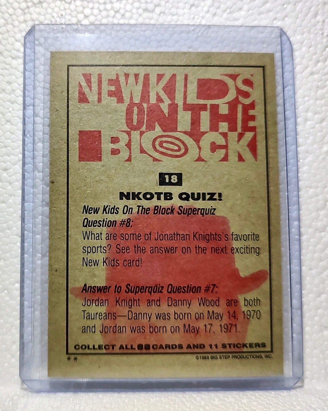 Nkotb Quiz! 1989 New Kids on the Block #18 Trading Card