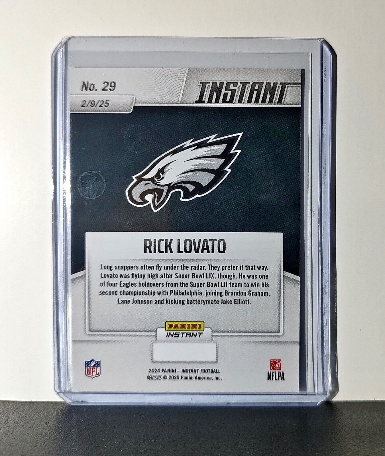 Rick Lovato 2024 Panini Super Bowl LIX Champions NFL #29 Football Card Eagles