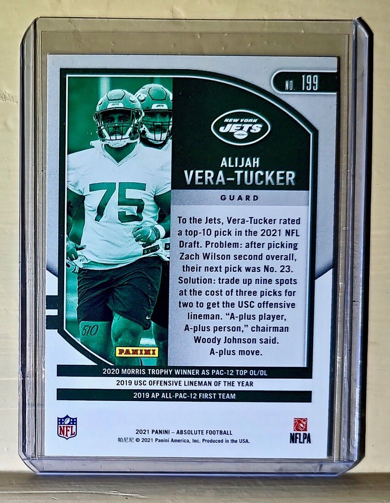 Alijah Vera-Tucker 2021 Panini NFL Absolute Green Parallel #199 Rookie Card