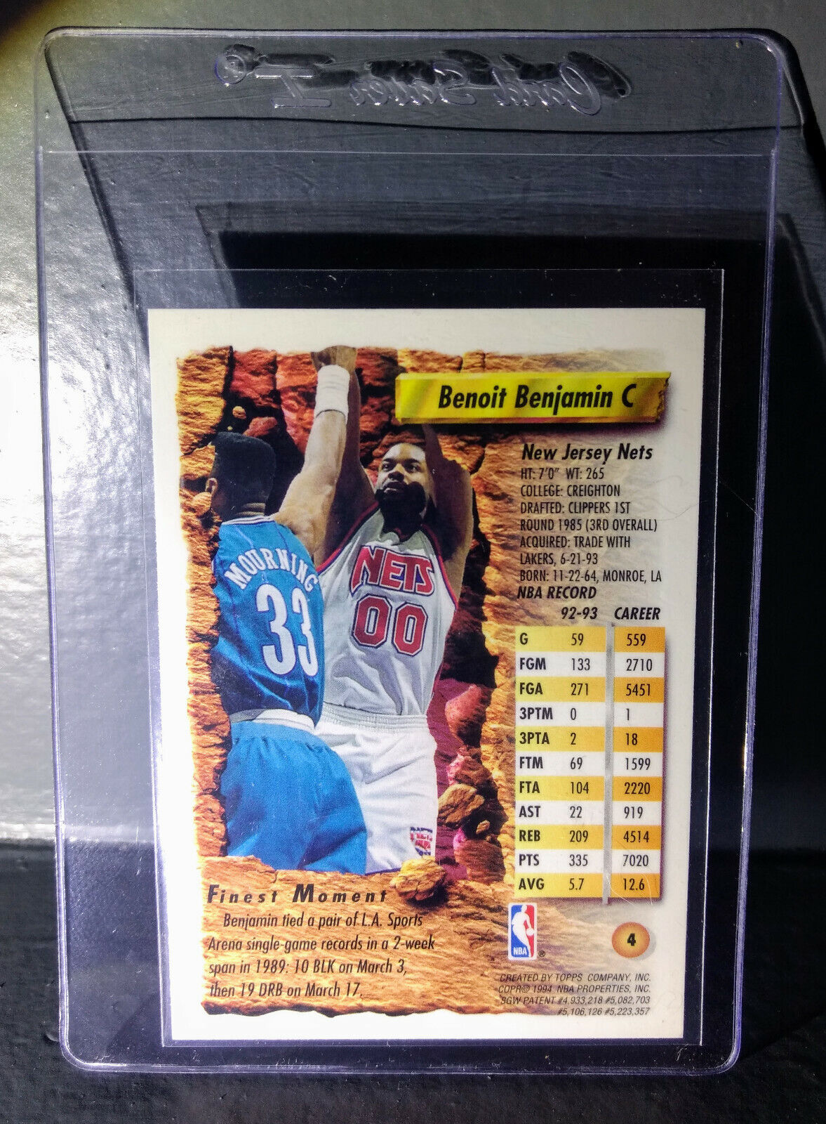 1993-94 Topps Finest Benoit Benjamin #4 Basketball Card