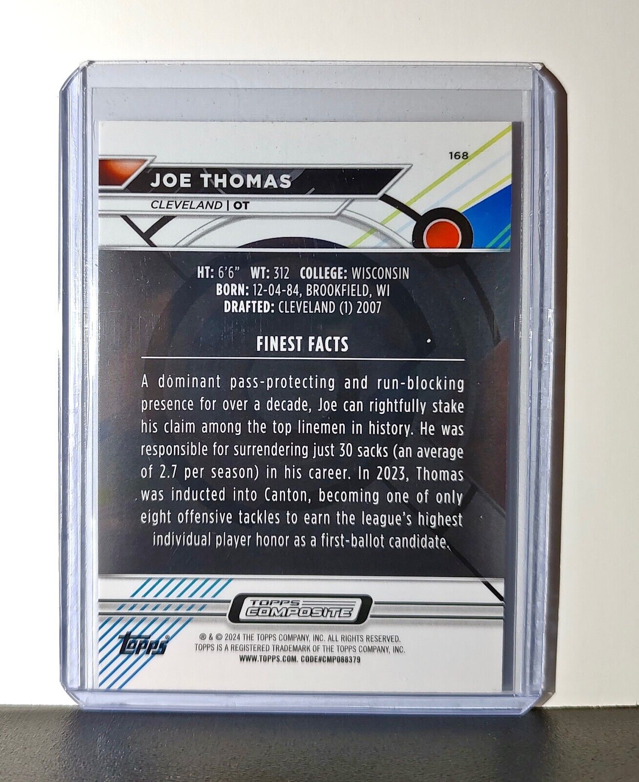 Joe Thomas 2023 Topps Finest NFL #168 Card Cleveland Browns