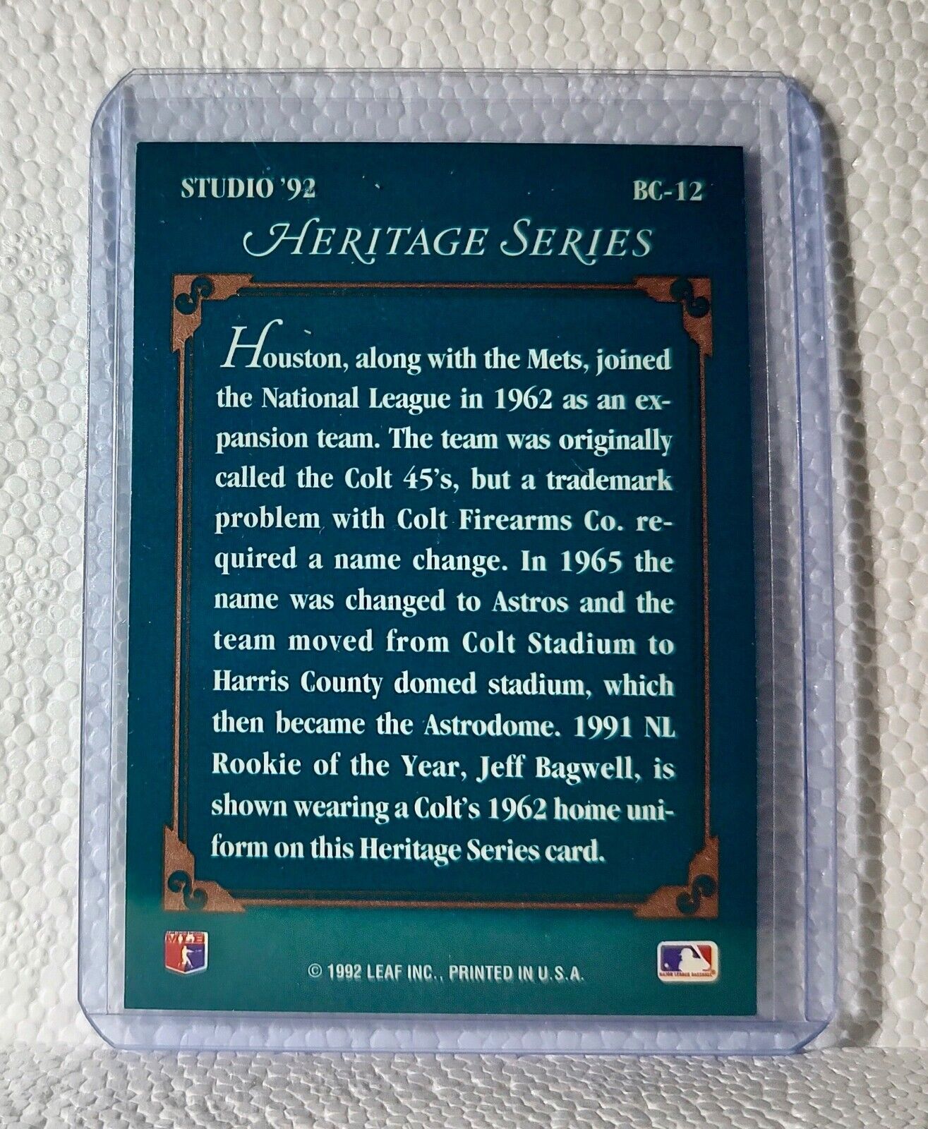 Jeff Bagwell 1992 Leaf MLB #BC-12 Heritage Series Baseball Card Houston Astros