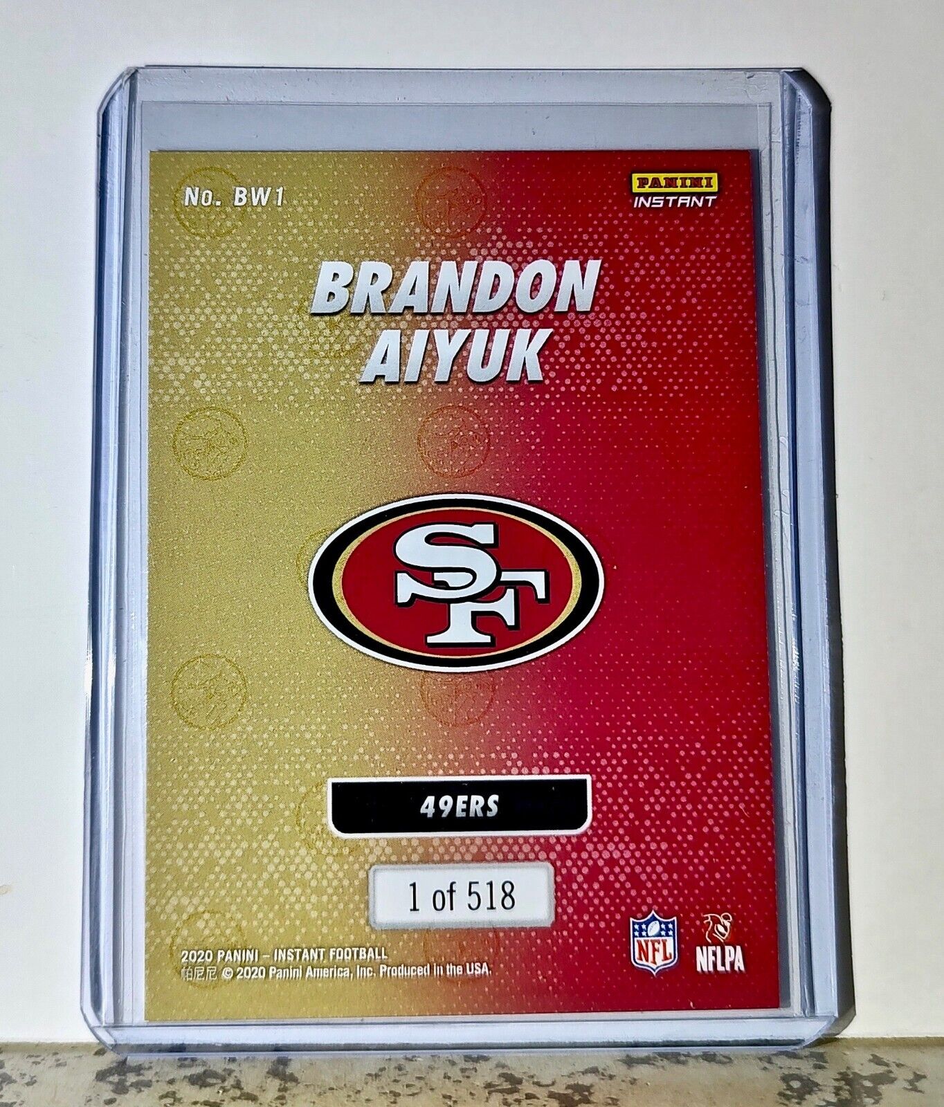 Brandon Aiyuk 2020 Panini NFL #1 Black and White Rookies Card SF 49ers 1 of 518