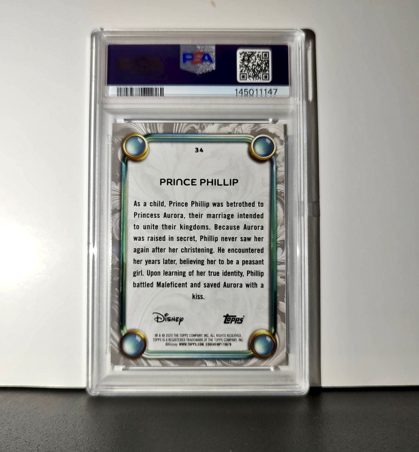 Prince Phillip 2025 Topps Disney #34 Winter Variant Card Sleeping Beauty PSA 9