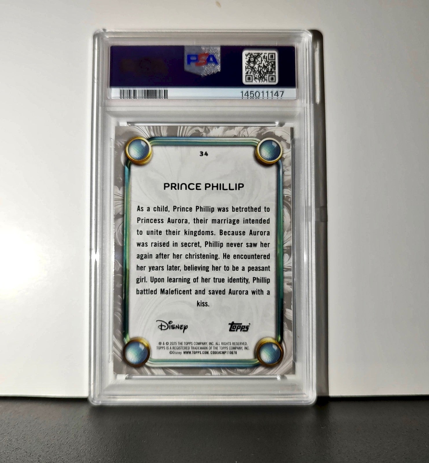 Prince Phillip 2025 Topps Disney #34 Winter Variant Card Sleeping Beauty PSA 9