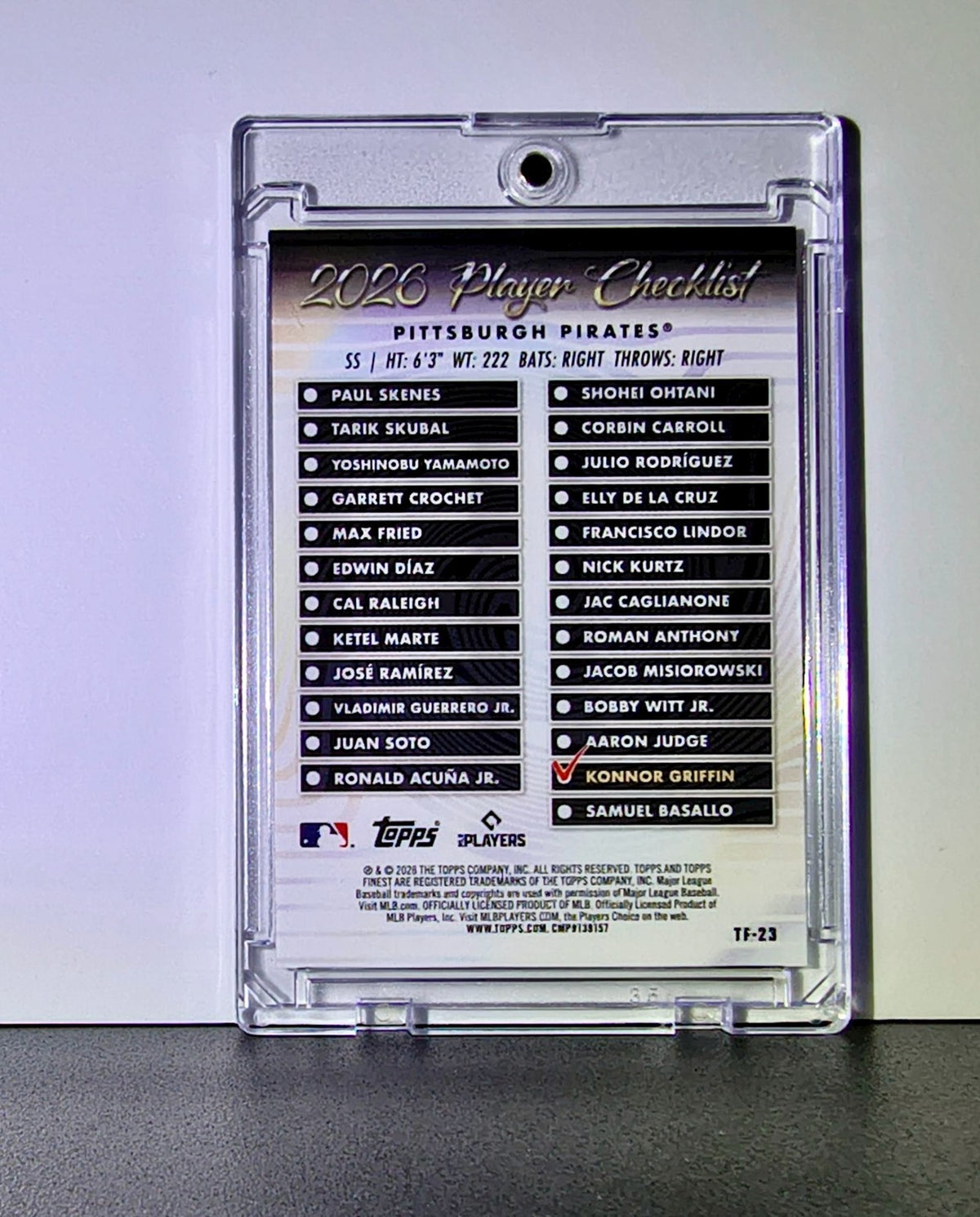 Konnor Griffin Rookie 2026 MLB Topps Finest #TF-23 Team Finest Card Pirates