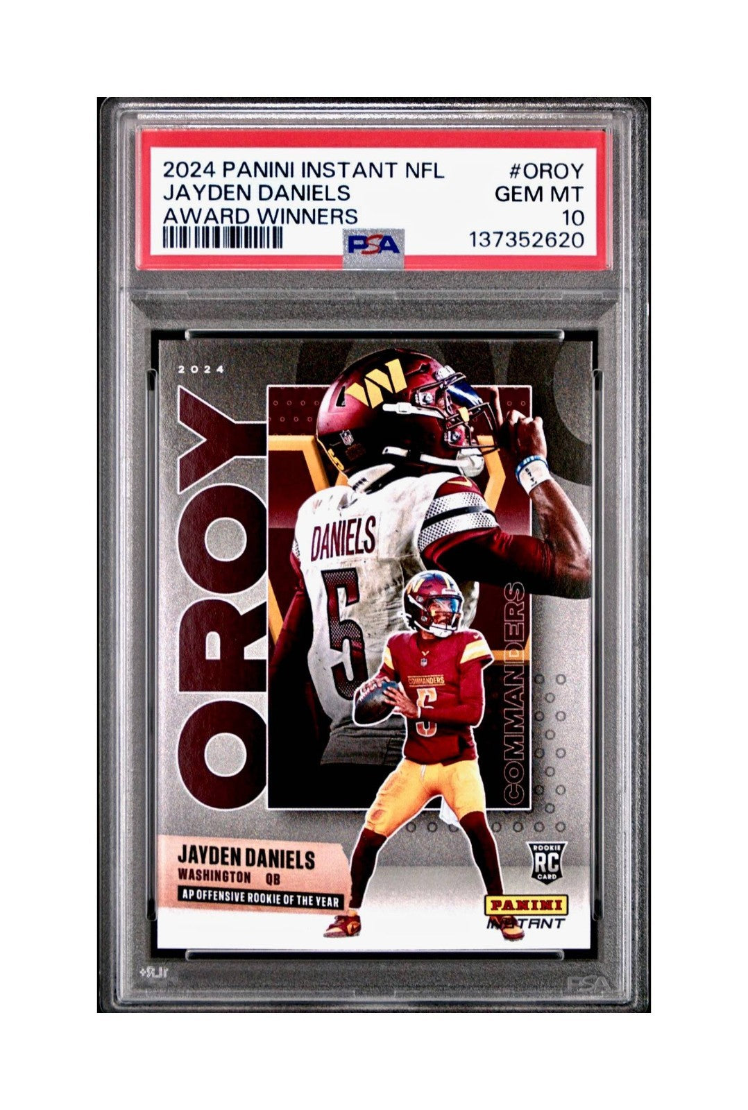 Jayden Daniels 2024 Panini NFL AP Offensive Rookie of the Year Commanders PSA 10