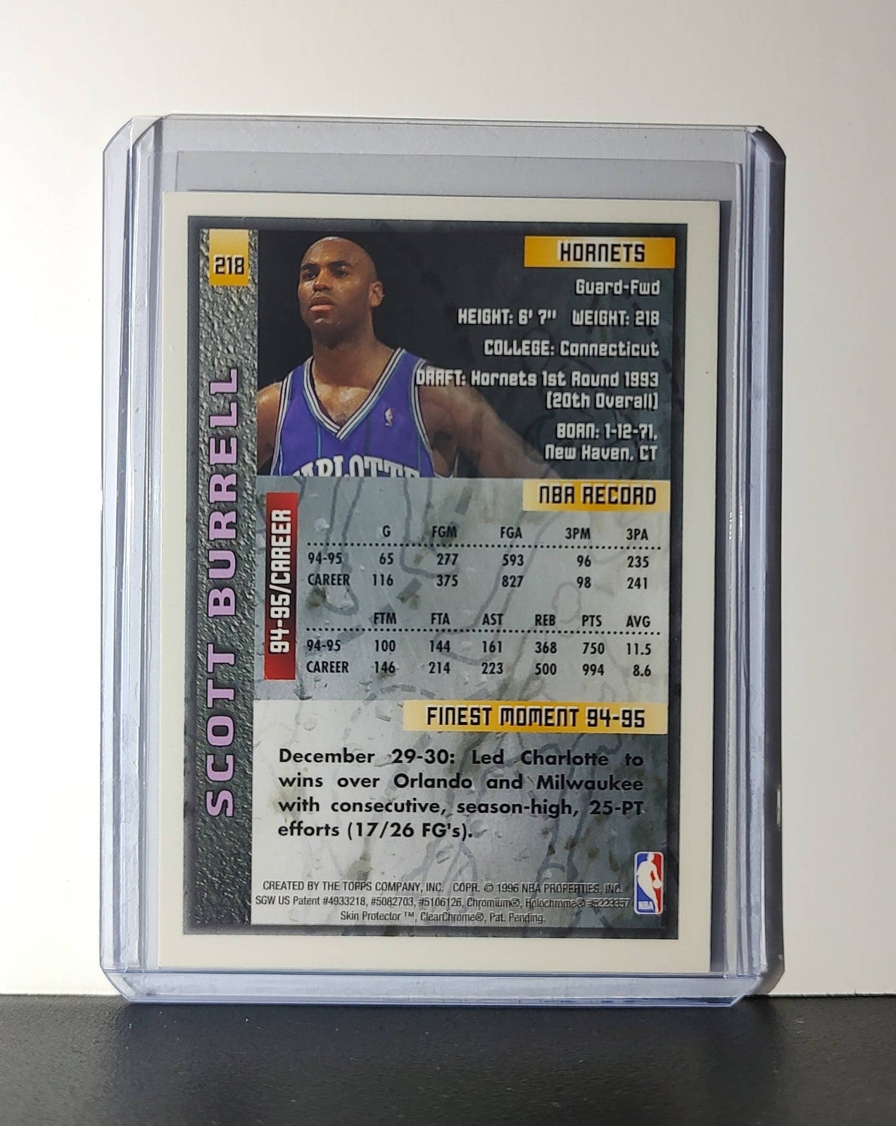 Scott Burrell 1995-96 Topps Finest NBA #218 Card Hornets