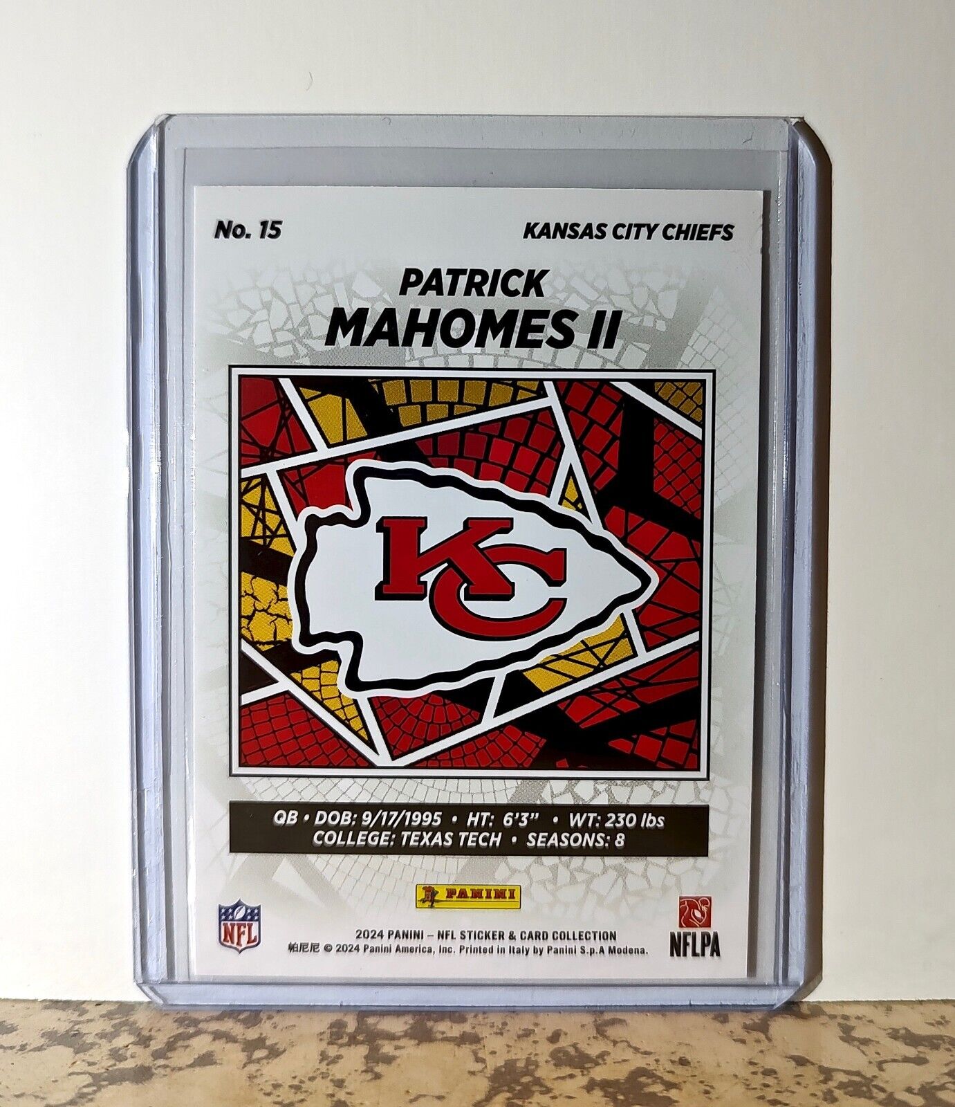 Patrick Mahomes II 2024 Panini NFL #15 Sticker Card Kansas City Chiefs