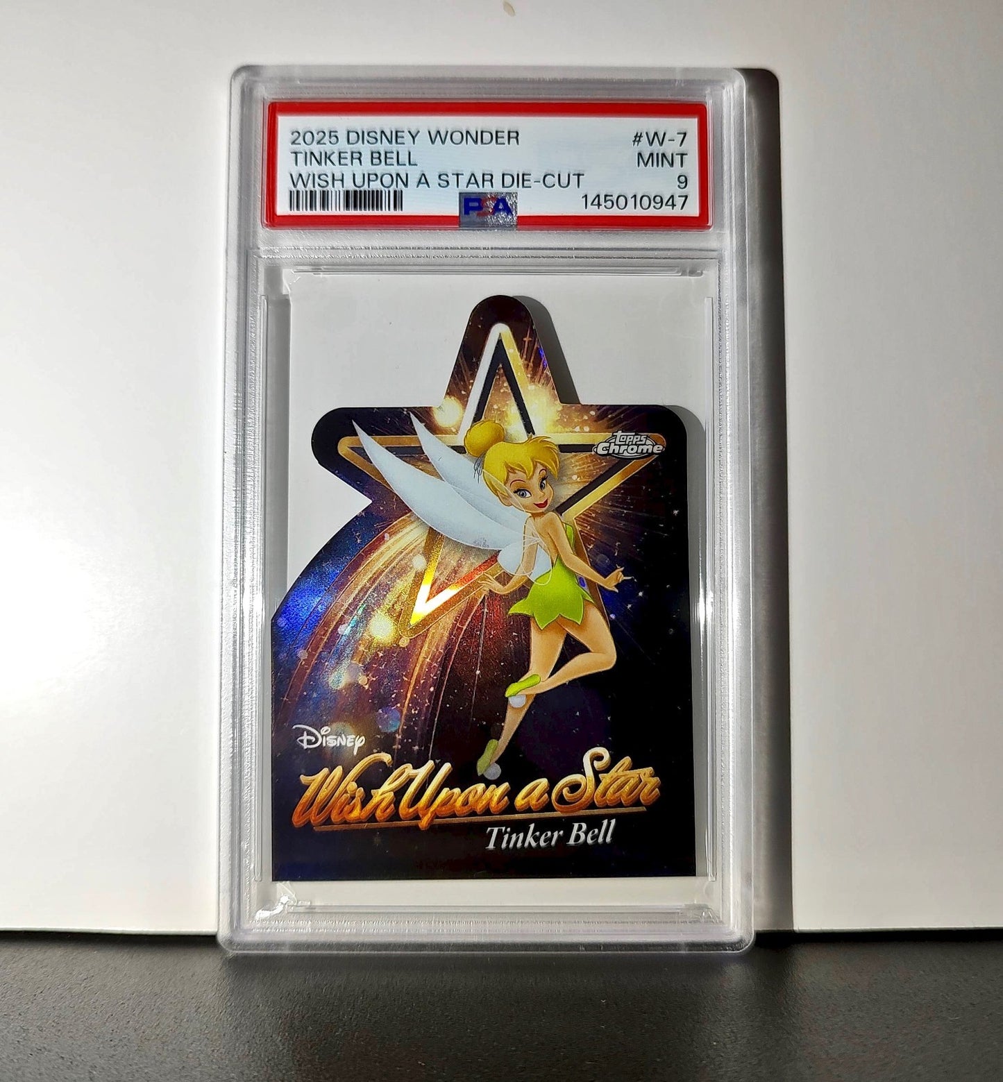 Tinker Bell 2025 Topps Chrome Disney #W-7 Wish Upon A Star Die Cut PSA 9