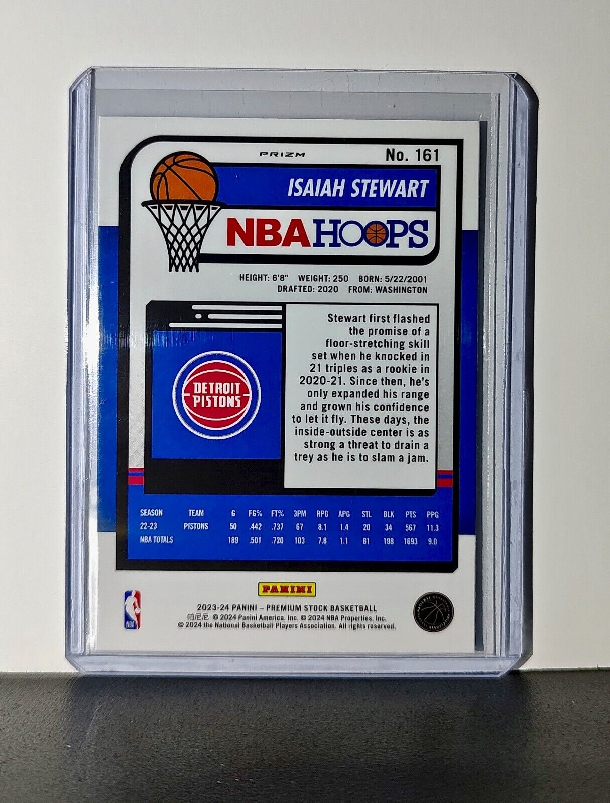 Isaiah Stewart 2023-24 Panini Premium NBA Hoops #161 Disco Prizm Card Pistons