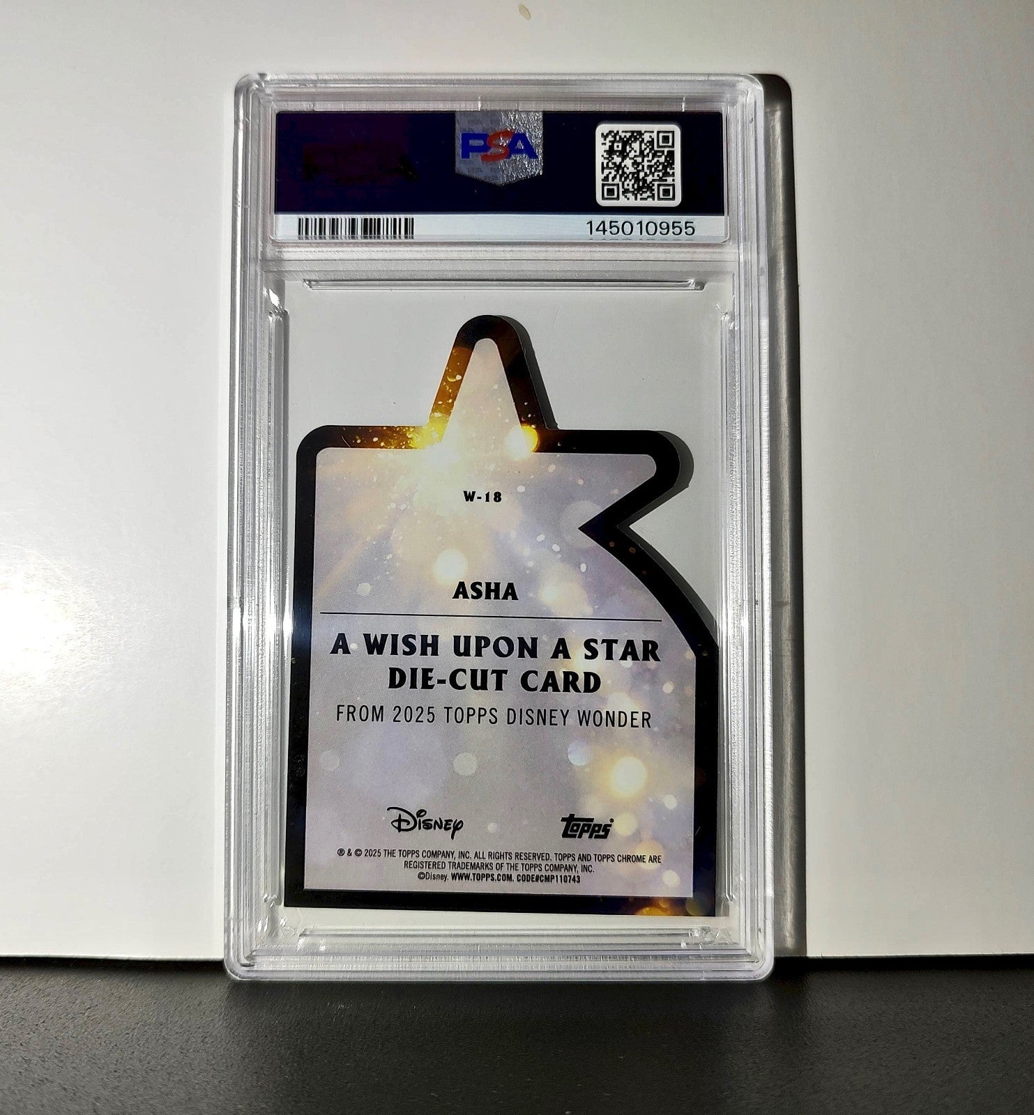 Asha 2025 Topps Chrome Disney #W-18 Wish Upon A Star Die Cut Card Wish PSA 9