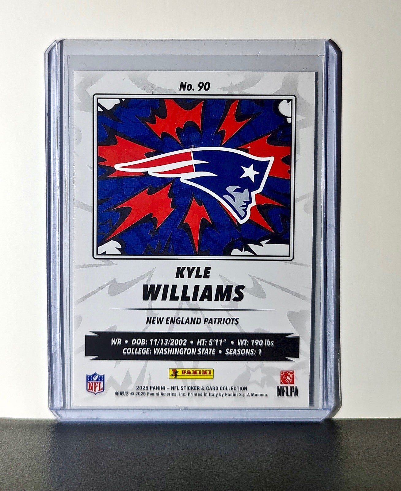 Kyle Williams Rookie 2025 Panini NFL #90 Sticker Card New England Patriots