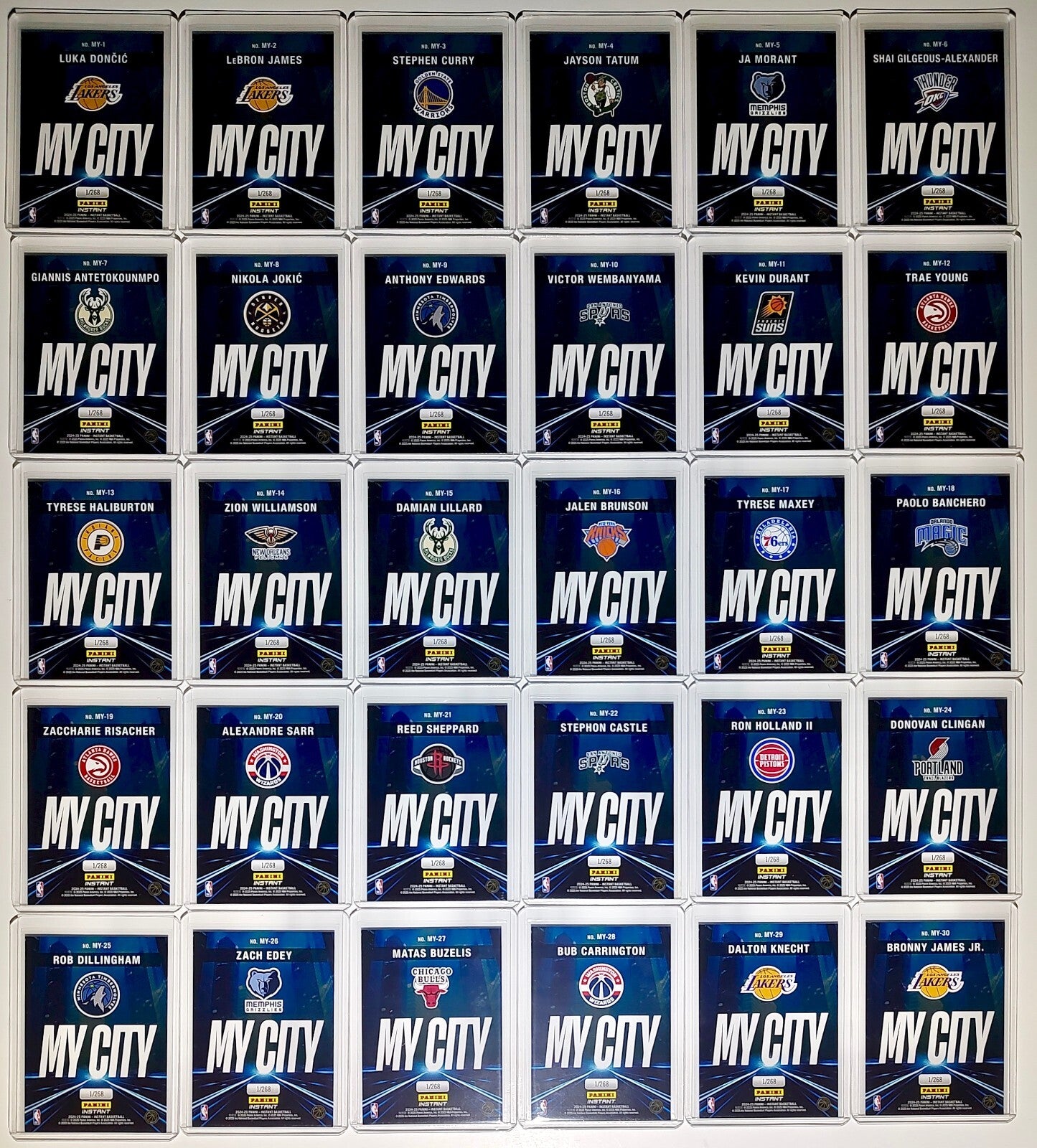 2024-25 Panini Instant My City NBA Complete 30 Card Basketball Set 1/268