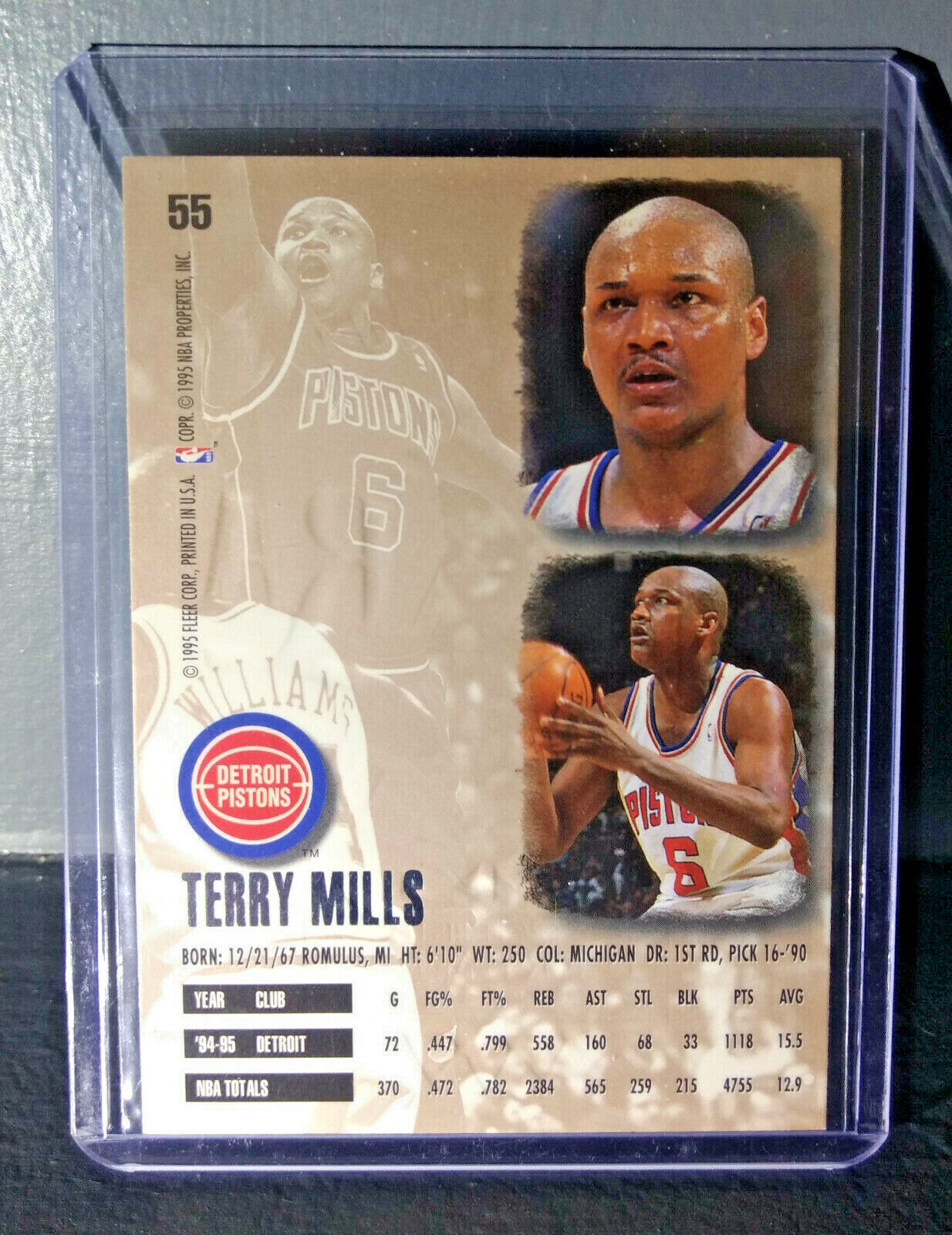 1995-96 Terry Mills Fleer Ultra Gold Medallion #55 Basketball Card