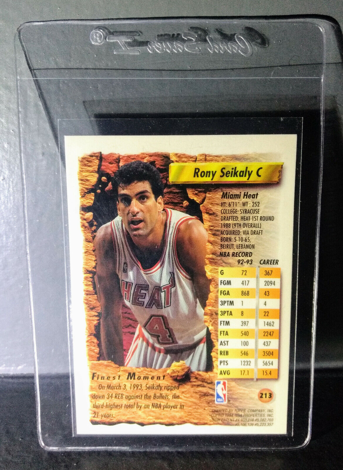 1993-94 Topps Finest Rony Seikaly #213 Basketball Card