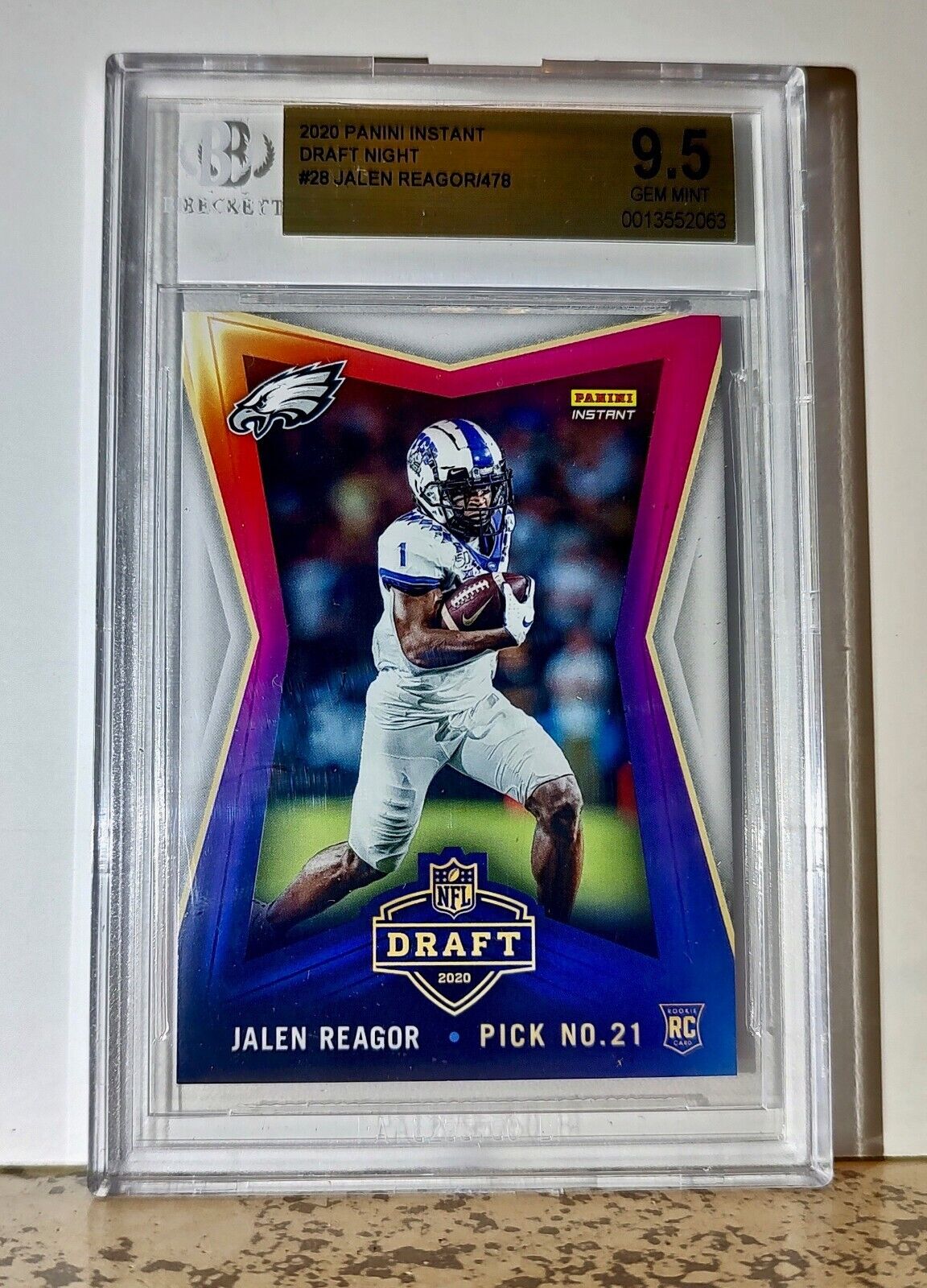 Jalen Reagor 2020 Panini NFL #28 Draft Night Rookie 1 of 478 BGS 9.5 Gem Eagles