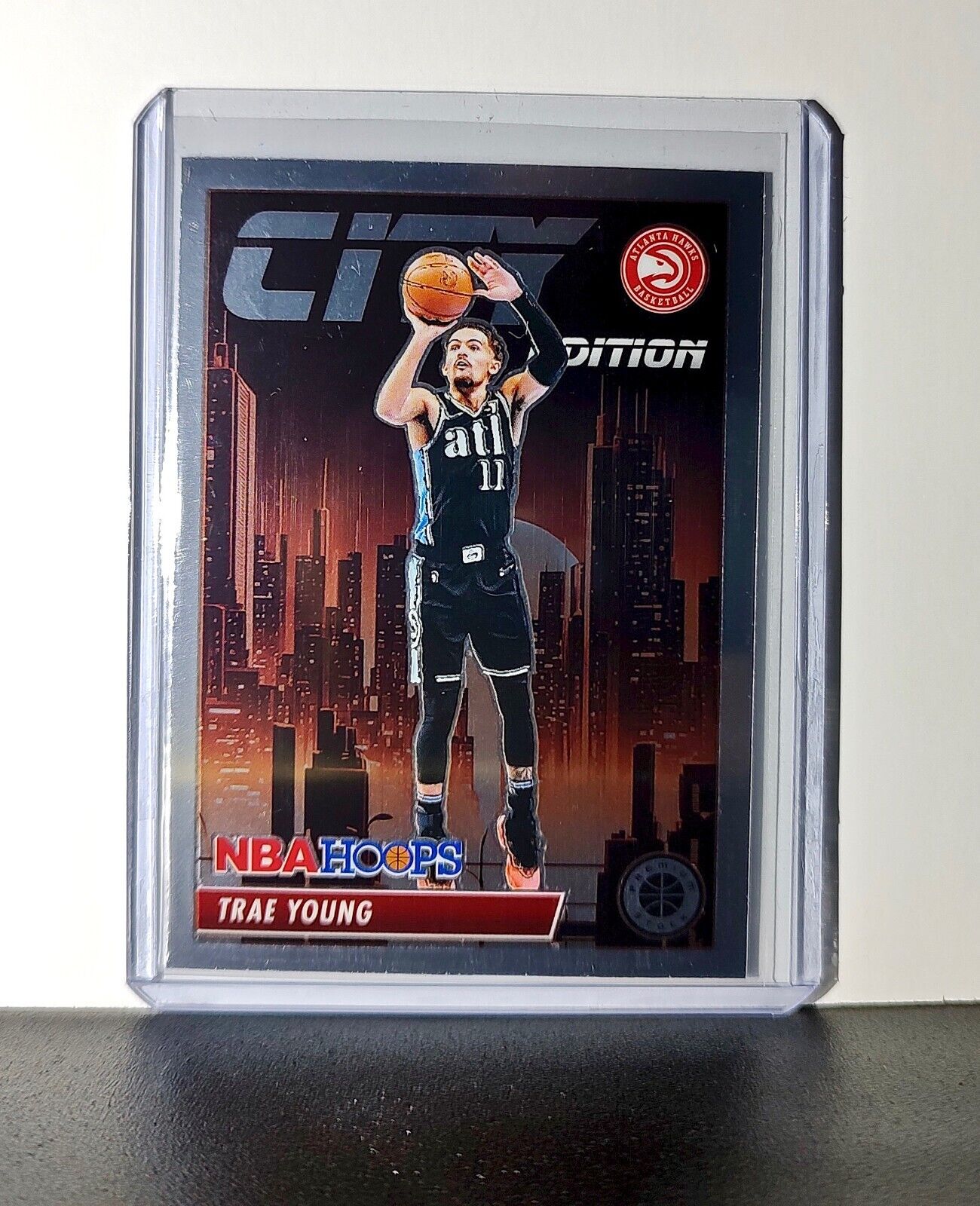 Trae Young 2023-24 Panini Premium Stock NBA Hoops City Edition #28 Card Hawks