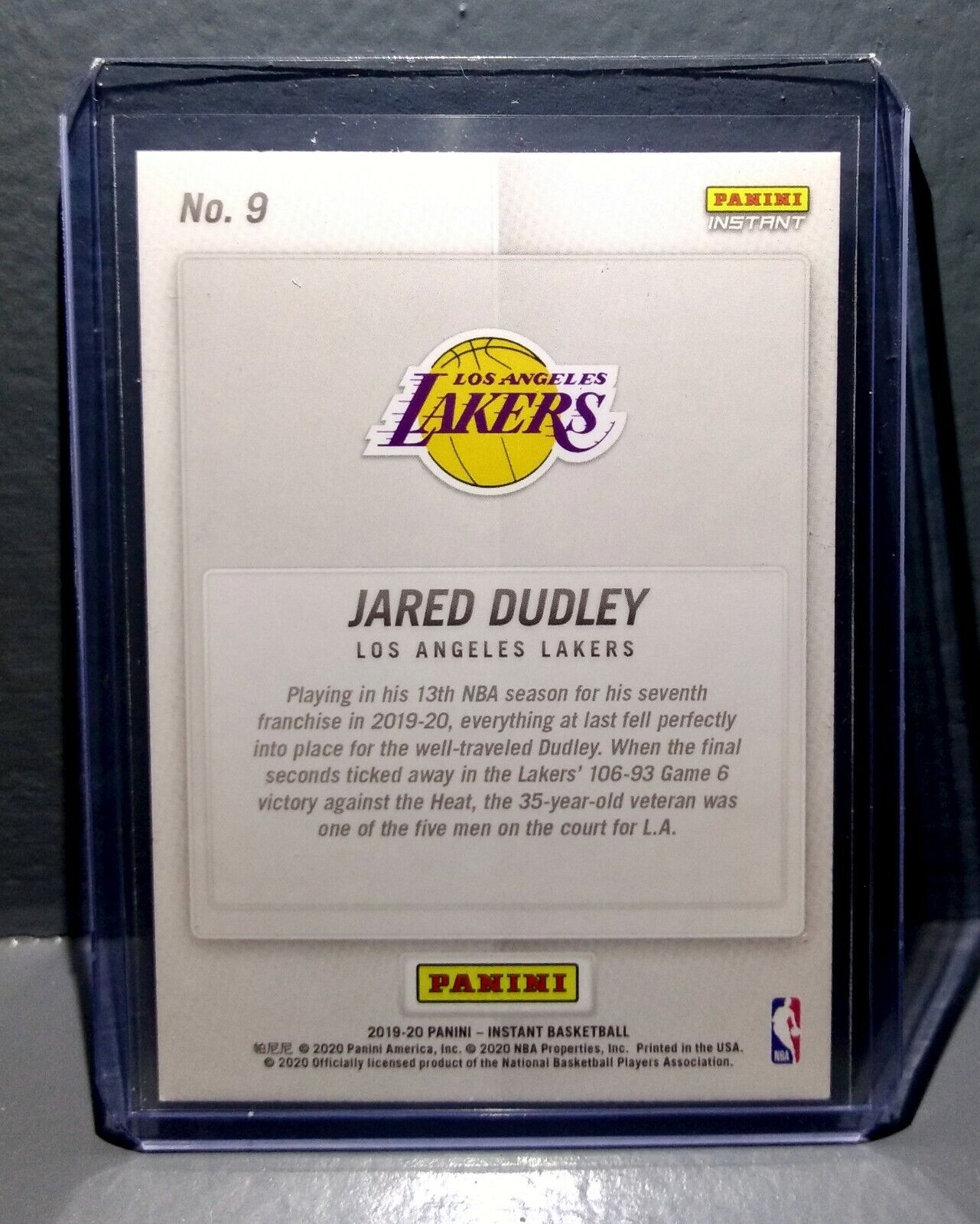 Jared Dudley 2020 Panini LA Lakers NBA Champions #9 Basketball Card