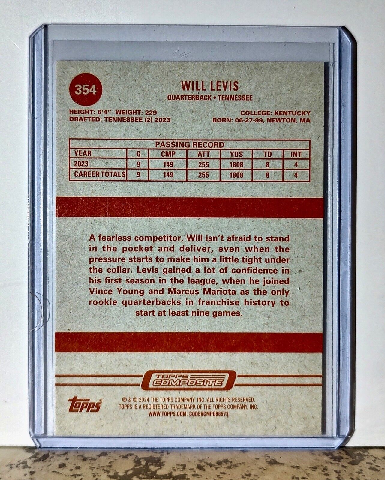 Will Levis 2023 Topps Heritage Rookie NFL #354 Football Card Tennessee Titans