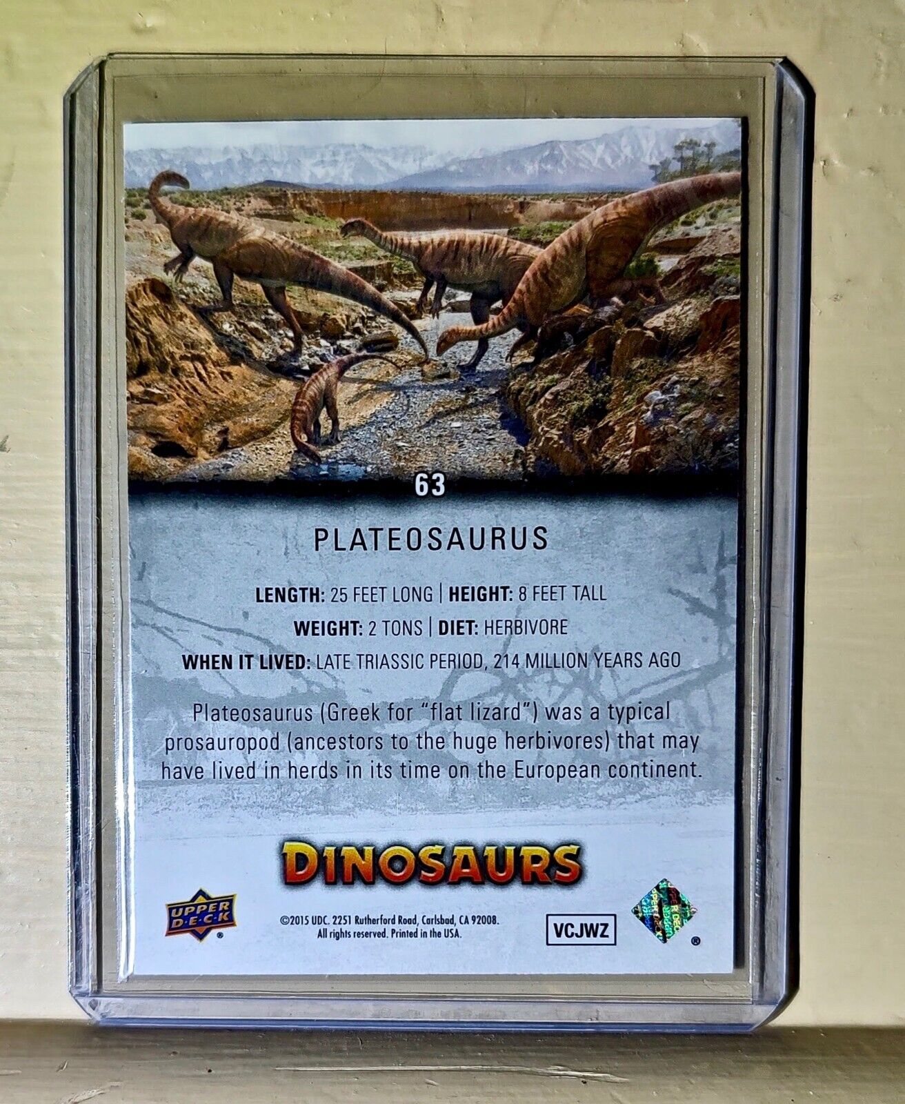 2015 Upper Deck Dinosaurs Plateosaurus #63 Card